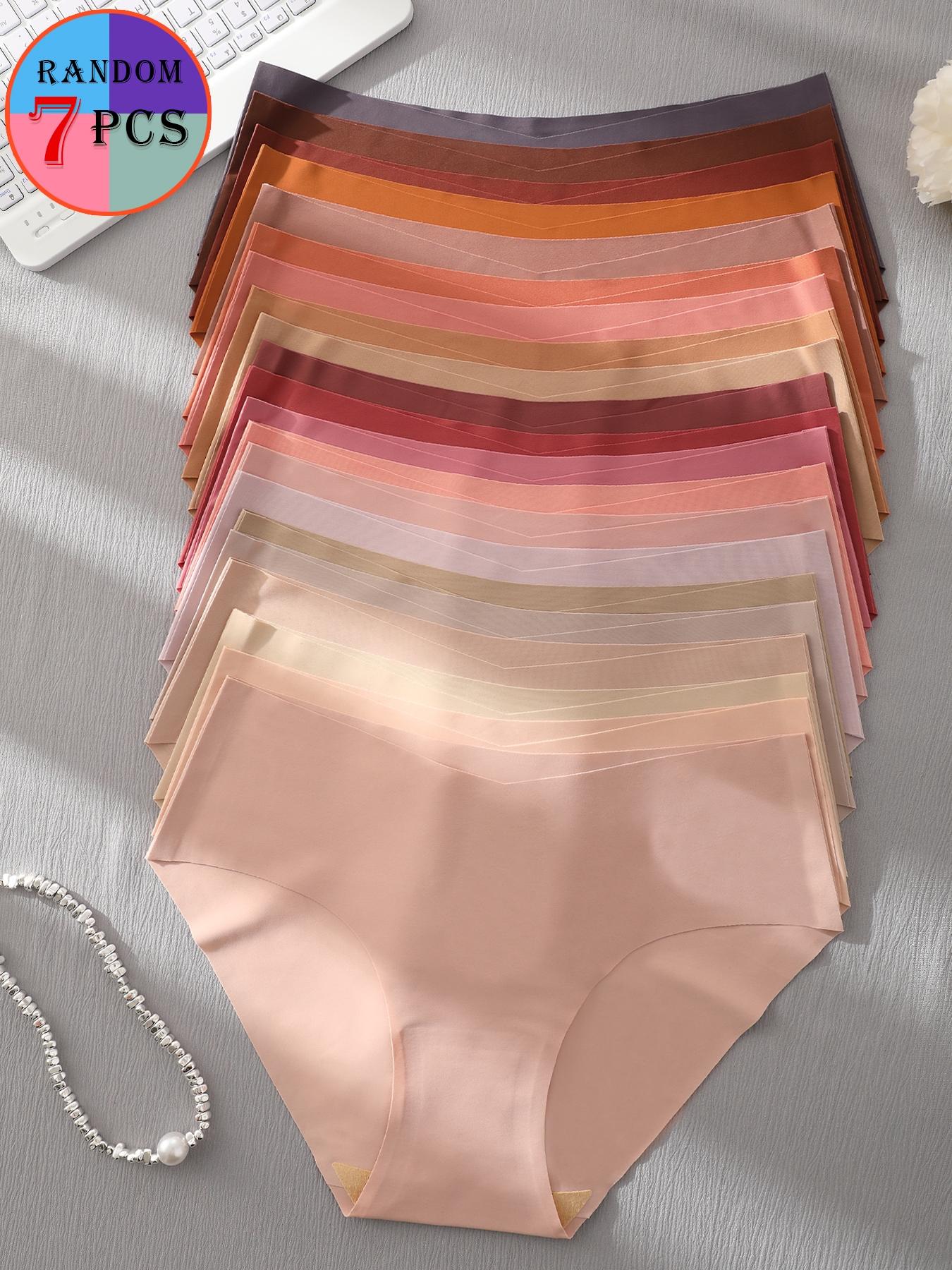 Women's random colors soft seamless Briefs (5/7/10/12 pcs), suitable for daily work and activities, autumn and winter daily use