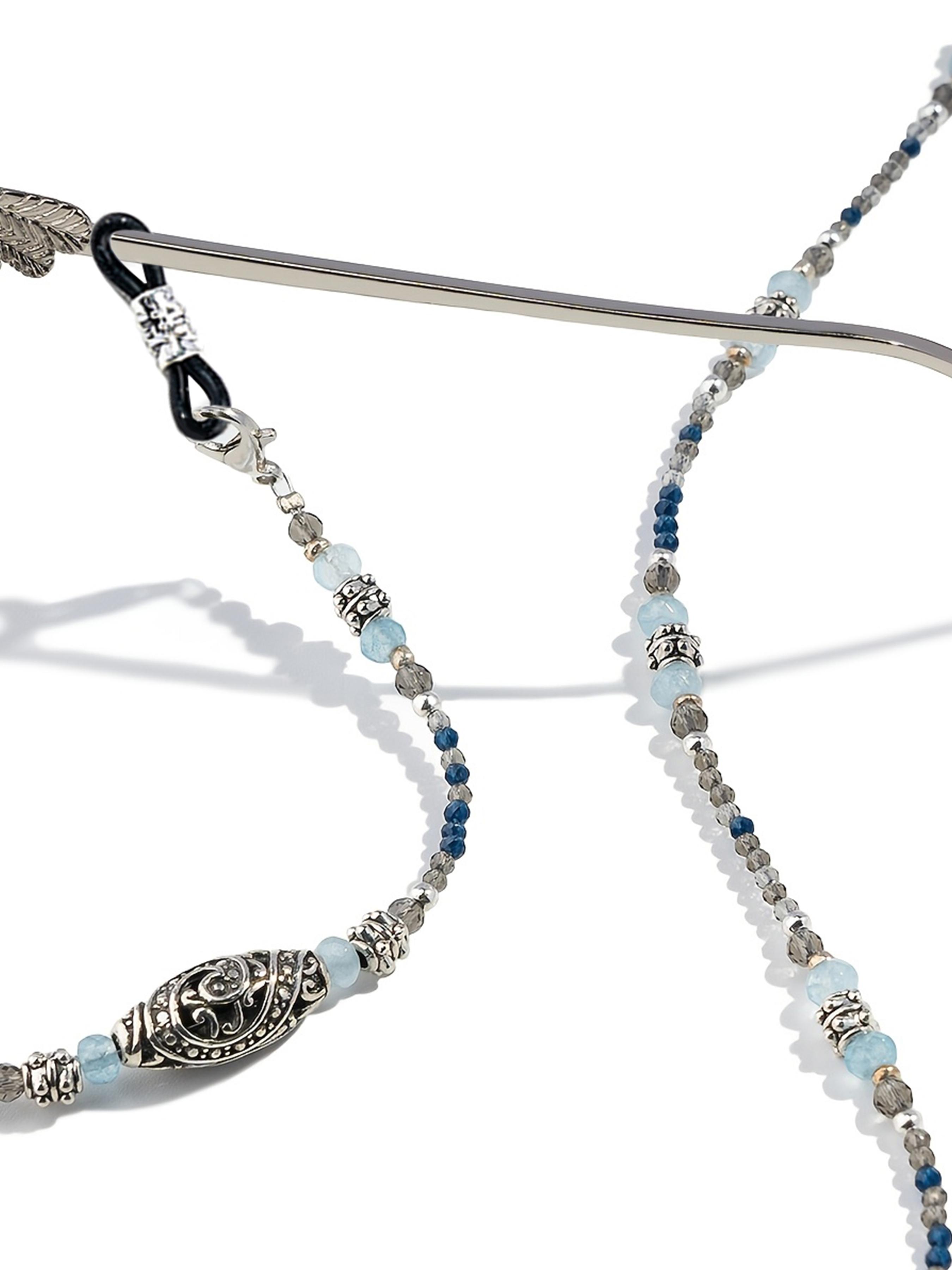 Fashion Zircon Silver Color Agate Eyeglass Chain, Mask Strap Anti-Loss Lanyard, Trendy Accessory for Glasses and Masks