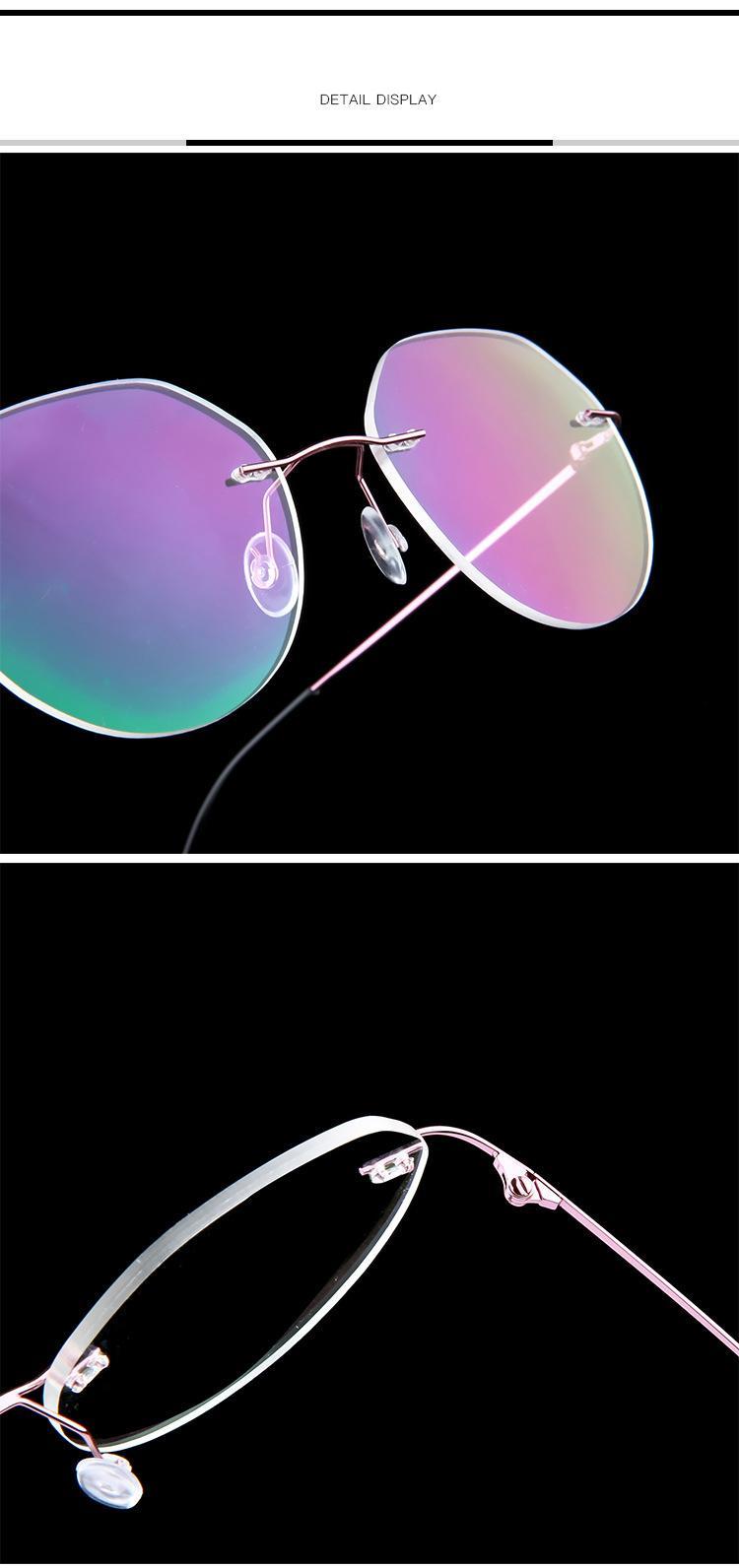 Rimless Titanium Alloy Polygon Anti Blue Light Reading Glasses Men Women Memory Metal Boundless Prescription Optical Glasses