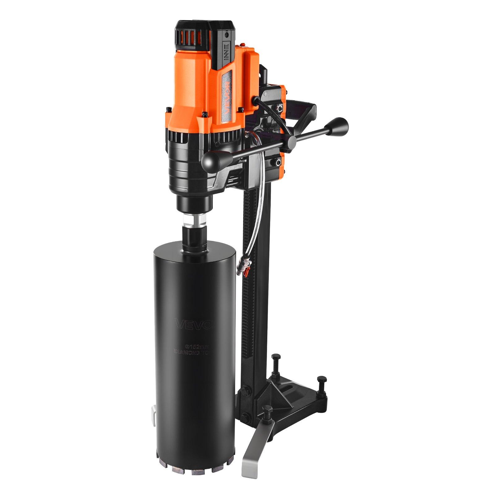 VEVOR Diamond Core Drilling Machine, 0.8-8 in Drilling Diameter, Stand-Mount Dry and Wet Concrete Core Drill Rig with 8 Drill Bits, 800 RPM Speed, UNC1 1/4-7 Thread, for Concrete Brick Stone, 3000W
