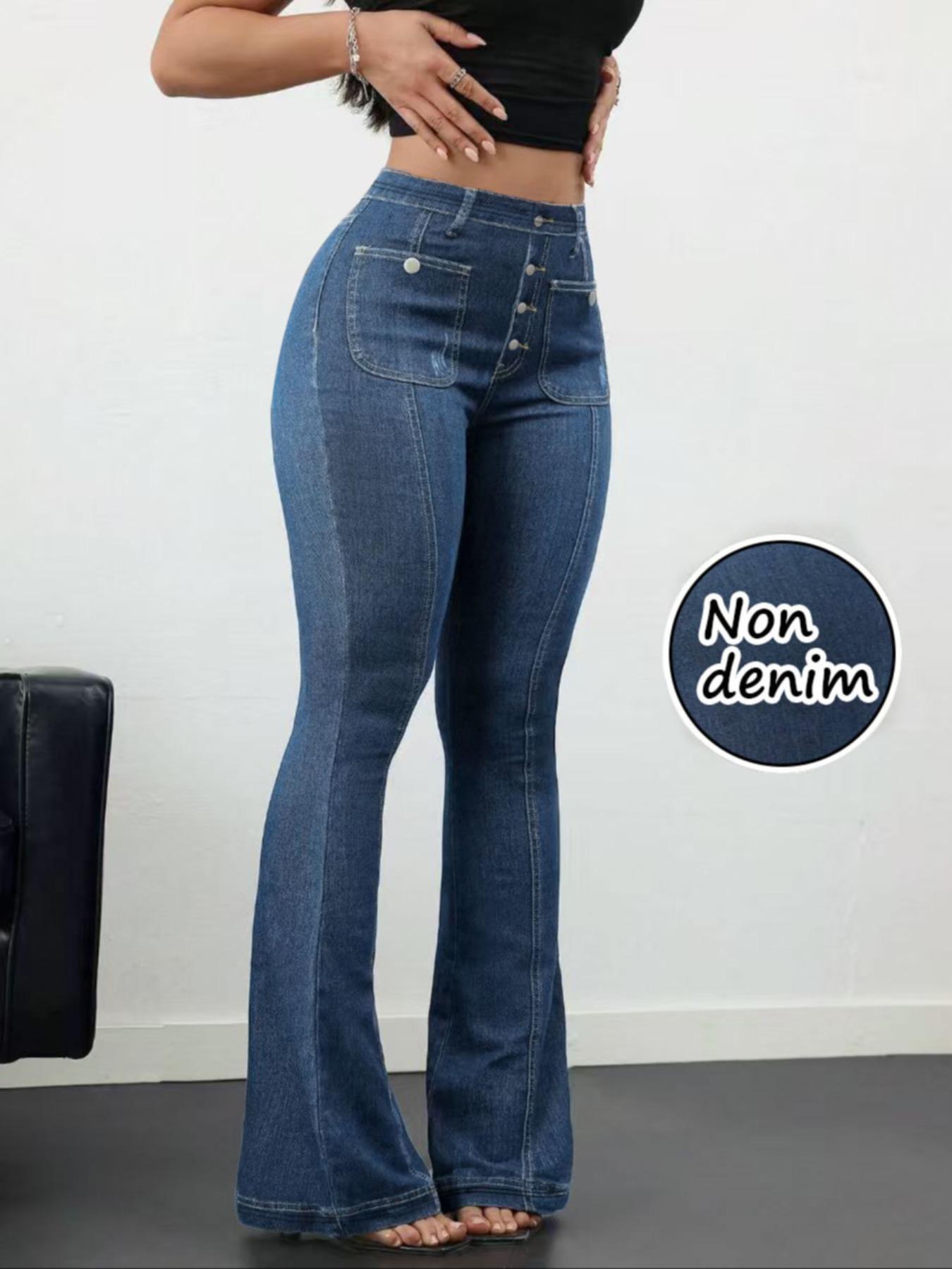 Women's Denim-effect Print Pants, Stylish Elegant Fashion Casual Bottoms for All Seasons