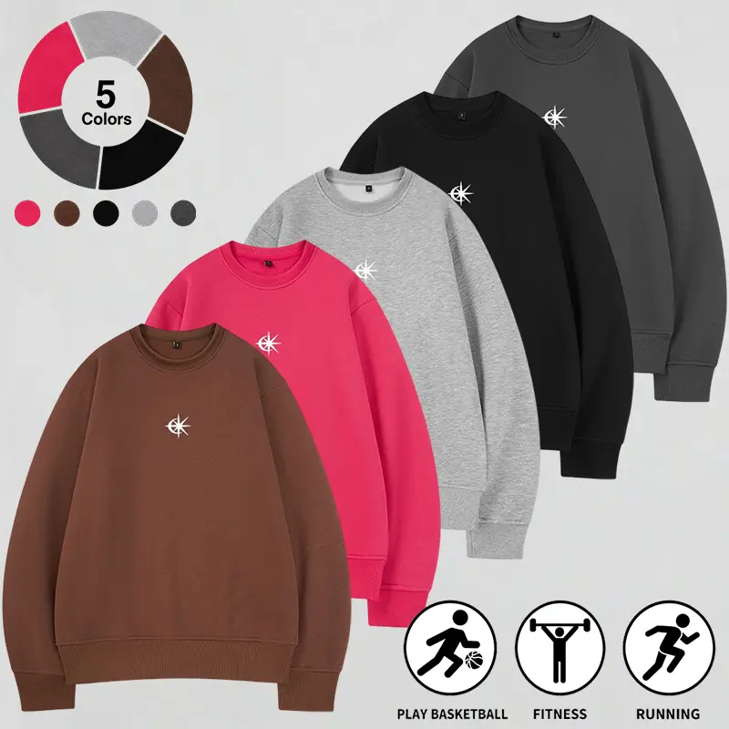 Men's Basic Crewneck Sweatshirt - Menswear Cotton Blend Solid Multi Wear Pullover, Minimalist Relaxed Loose Silhouette, Small Chest Graphic, Soft Top for Sports Streetwear, 1/3/4-Piece Options