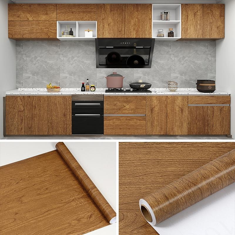 Wood Grain Thick Wallpaper Roll, Self-Adhesive Durable Wall Decal, Waterproof,Ideal for Cabinets Kitchen Door Frames Furniture Tables Sills Mirrors Refrigerators 17.72in*78.74in/196.85in