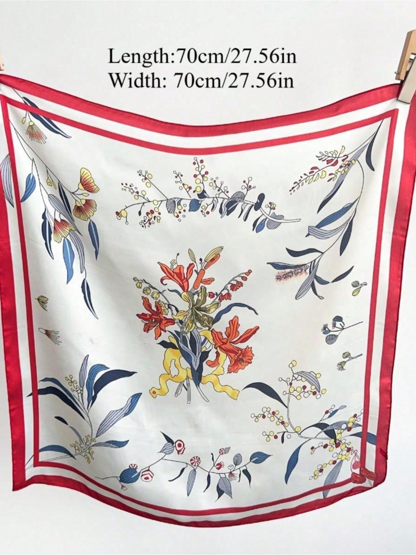 1Pc Spring and Autumn Butterfly Printed Scarf Women's Versatile 70cm Square Scarf Sweet Atmosphere External Shawl