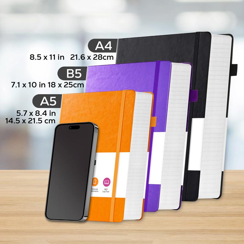 A4 Notebooks College Ruled, 1 PCS A4 (8.5 x 11) Large Notebook Journal with 100GSM Lined Paper, Hardcover Leather Journaling Notebooks for Women & Men, 320 Pages, Big Notebook for School Work