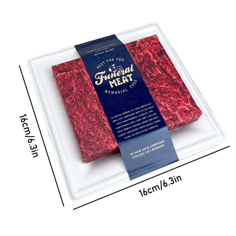 Realistic paper food offerings for pet memorial cremations, featuring beef and salmon; a combustible imitation sushi set suitable for pet funerals and as keepsakes for dogs, cats, small pets, rabbits, and hamsters