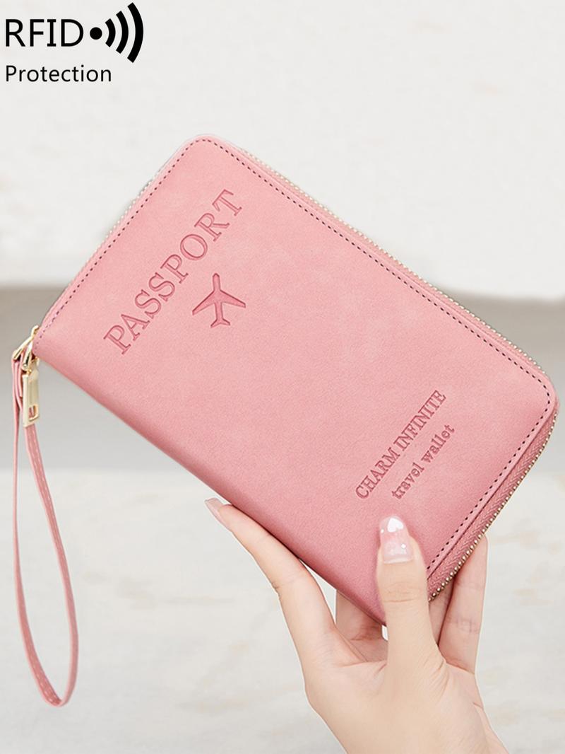 Fashionable Solid Color Passport Case, Passport Cover, Multi-functional Zipper Travel Card Holder, Durable Fashion Wallet Travel Accessories