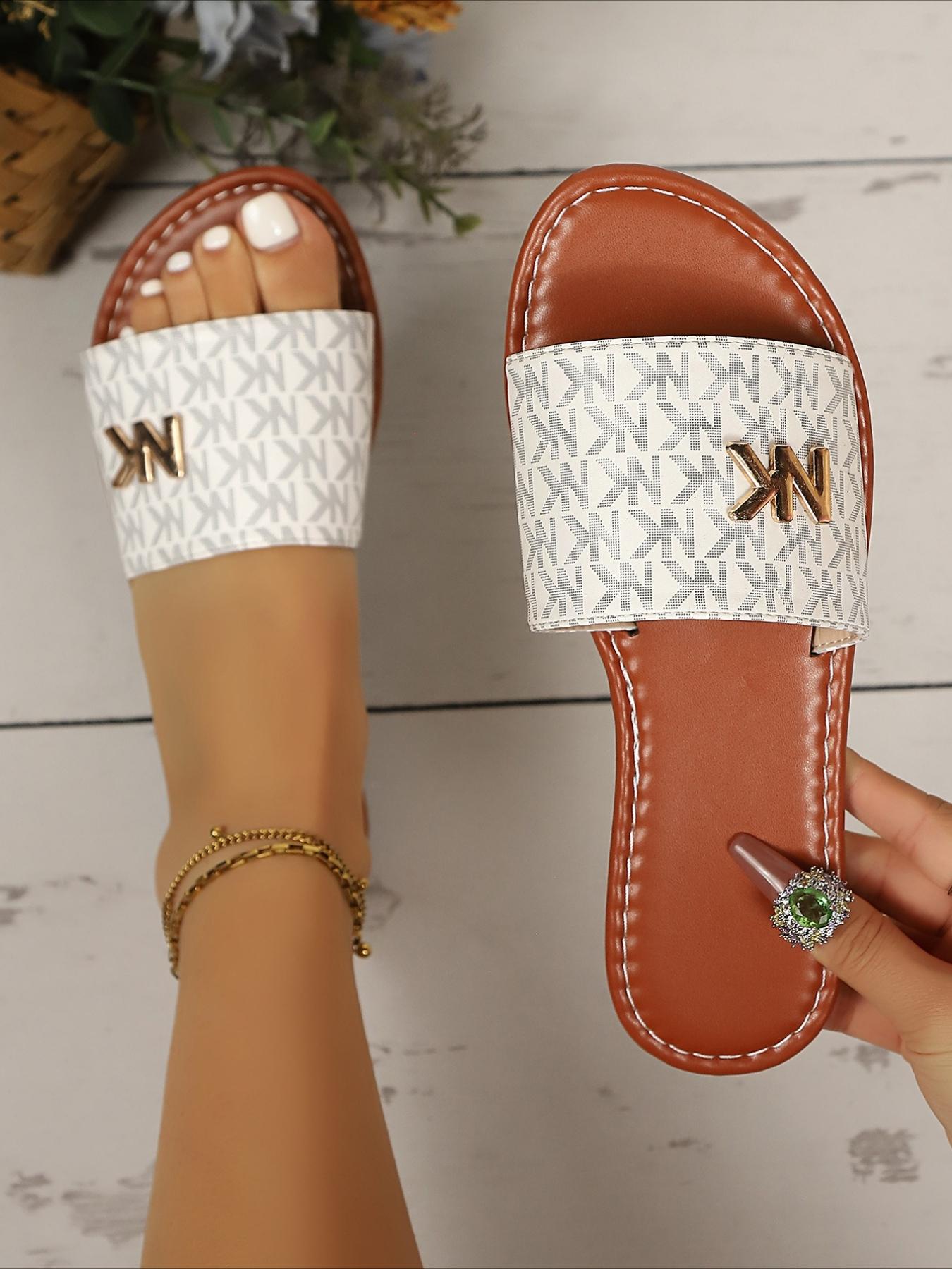 2026Women’s Breathable letter Flat Mules, Summer Closed-Toe Slip-On Slippers, Lightweight Non-Slip Beach & Casual Slides Sandal, Anti Slip Sandals