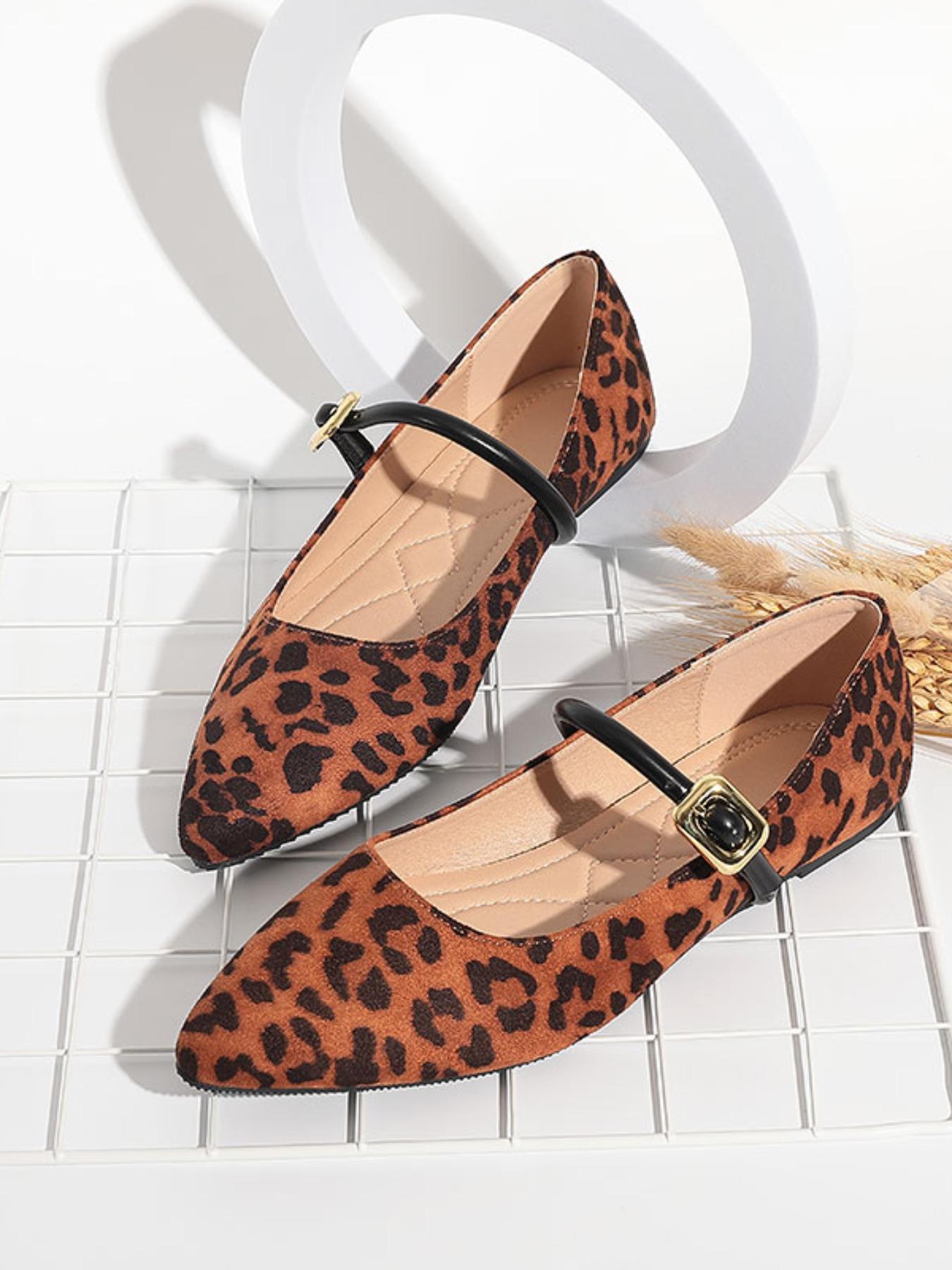 Women's Mary Jane Shoes Leopard Print Slip-On Loafers, Pointed Toe Casual Flats for Halloween, All Seasons Fashion Footwear Leopard Pattern Women's Mary Jane Shoes Leopard Print Slip-On Loafers, Pointed Toe Casual Flats for Halloween, All Seasons Fashion Footwear Leopard Pattern