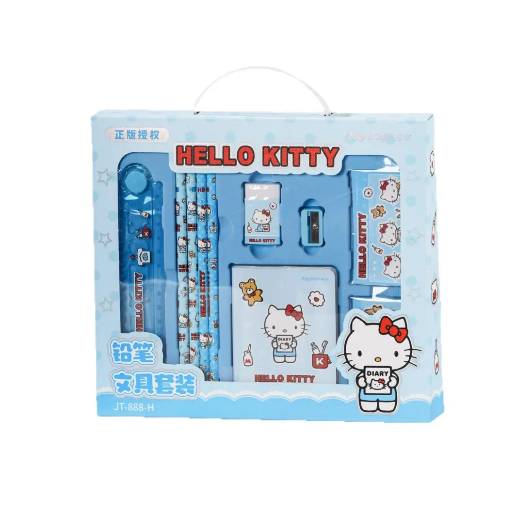 Sanrio Hello Kitty Cute Series Pencil Stationery Set, Student Gift Box, Large Gift Pack, Practical and Adorable Stationery Set, Holiday Gift, Authentic Pencil Set