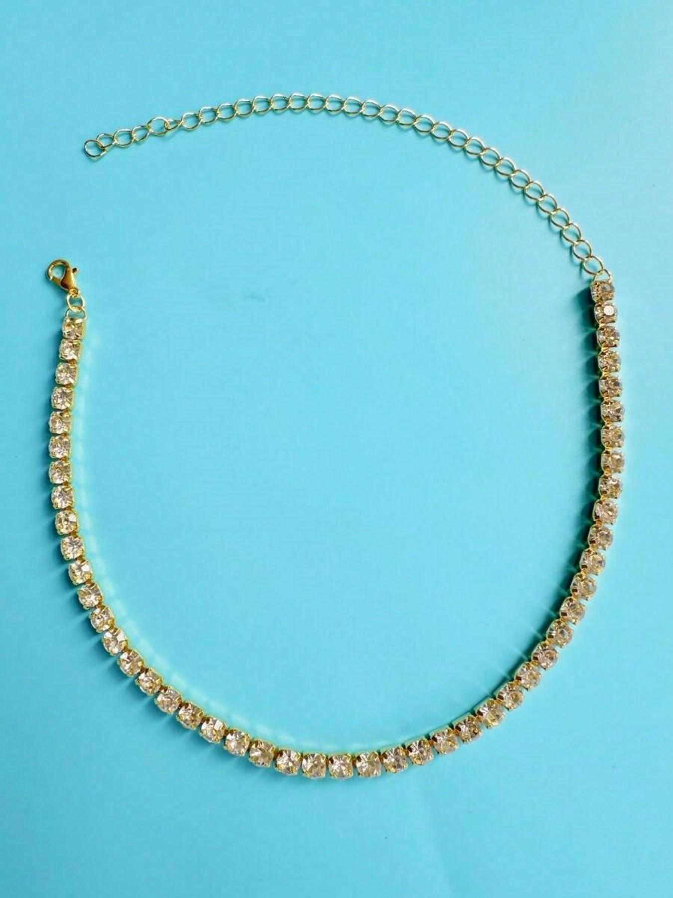 Rhinestone Necklace for Women, Elegant Diamond Inlaid Choker, Perfect for Formal Occasions & Party Wear, Stylish Shiny Fashion Jewelry, Rhinestone Decorated Necklace, Jewelry Accessories
