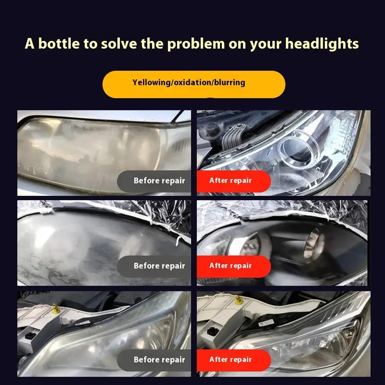 Automotive Headlamp Restoration Fluid,Oxidized and Yellowed Automotive Headlamps Blurring Enhanced Crystallization Coating Refurbisher,Brings Headlights Back to Like New Condition,MirrorZone.