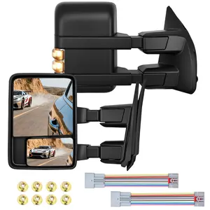 Nilight Towing Mirrors Turn Signal Puddle Lights Power Heated Adjustable Glass Manual Telescoping Folding Compatible With 2008-2016 Ford F250 F350 F450 F550 Super Duty
