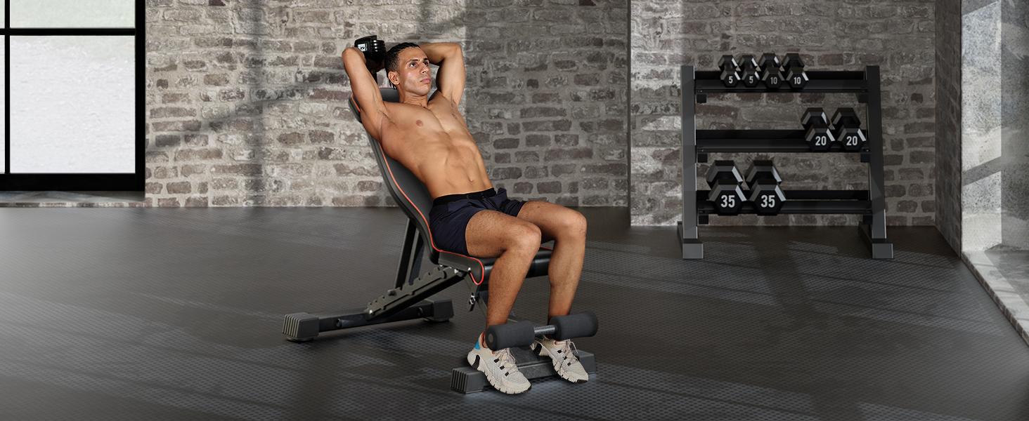 Yoleo Adjustable Weight Bench, Foldable Workout Bench for Home Gym Full Body Workout Strength Training, Incline Decline Flat Utility Bench with Quick Adjustment