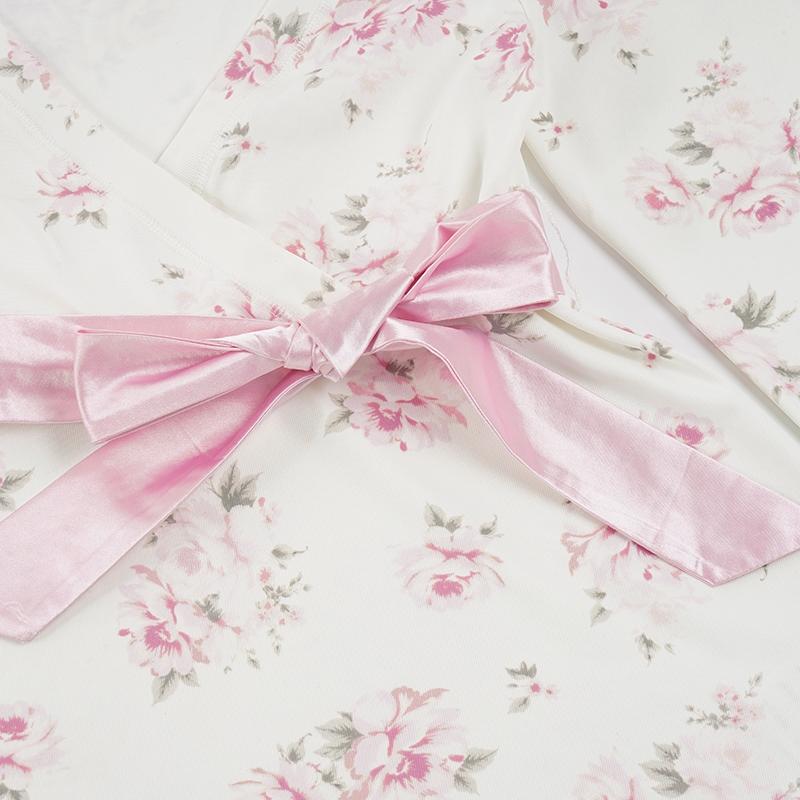 French Elegance Bow Blouse, Loose A-Line V-Neck Crossed Babydoll Top, Cute Floral Shirt for Spring & Fall, Casual Versatile French Elegance Bow Blouse, Loose A-Line V-Neck Crossed Babydoll Top, Cute Floral Shirt for Spring & Fall, Casual Versatile