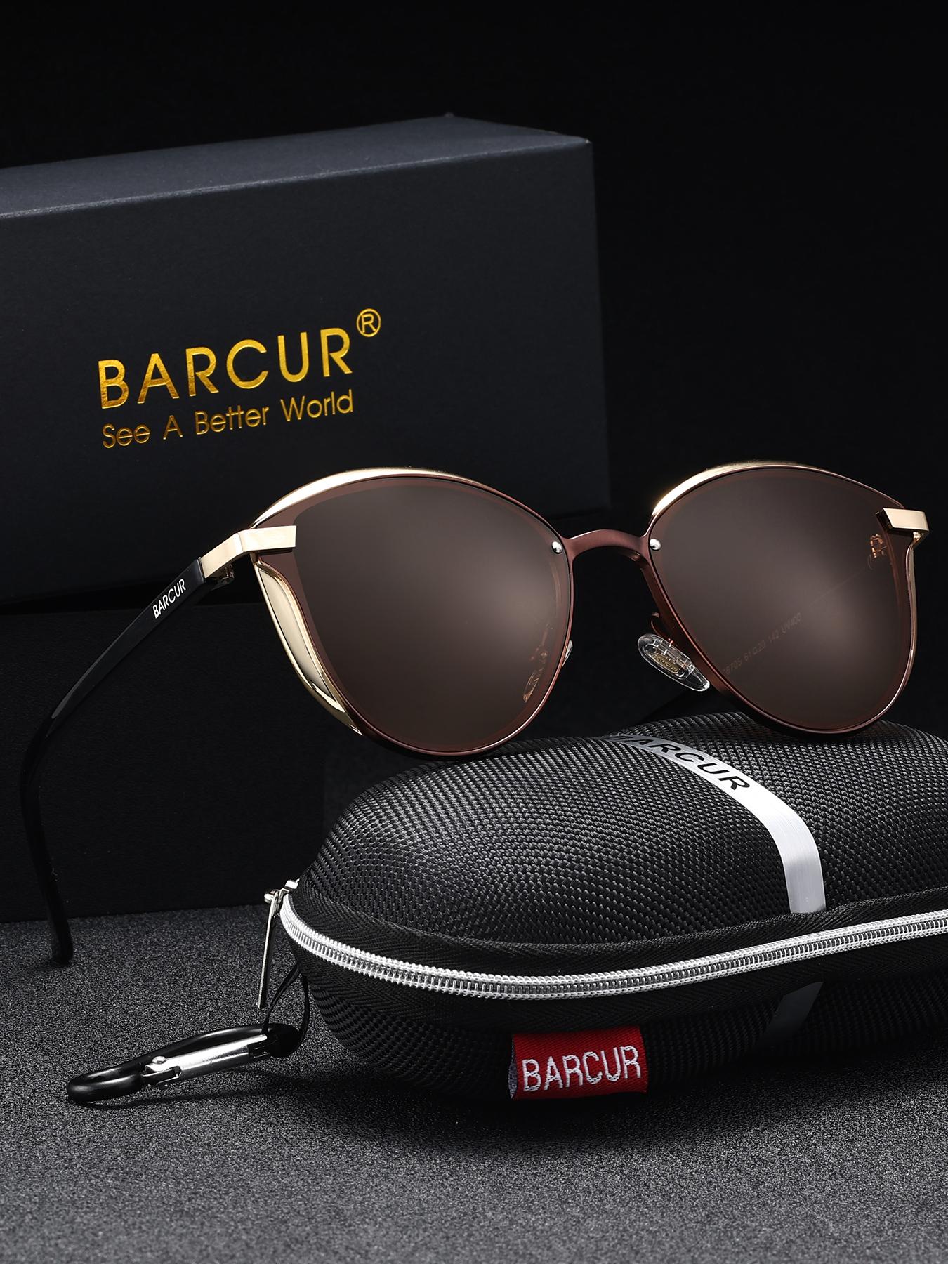Barcur Unisex Polarized Sunglasses, Cat Eye Frame, Uv400 Protection, Stainless Steel, Street Style, Ideal for Travel and Gifts