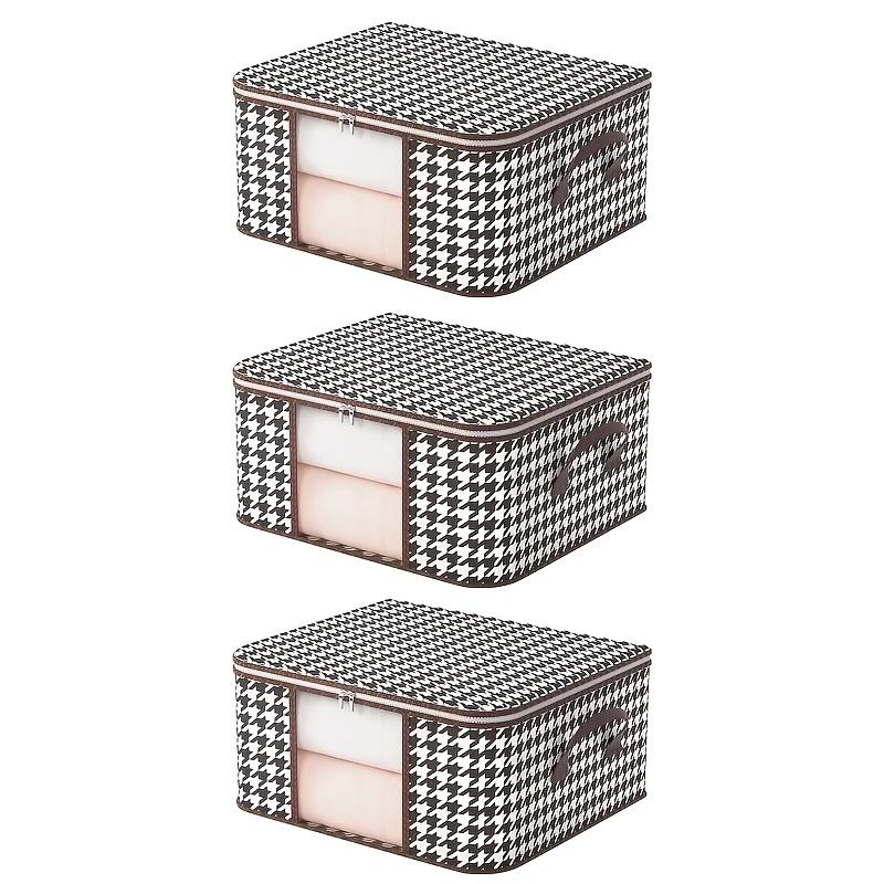 3-Piece Quilt Storage Bags, Foldable Clothes Organizer with Transparent Window, Zipper and Handle, Ideal for Dorms and Bedrooms