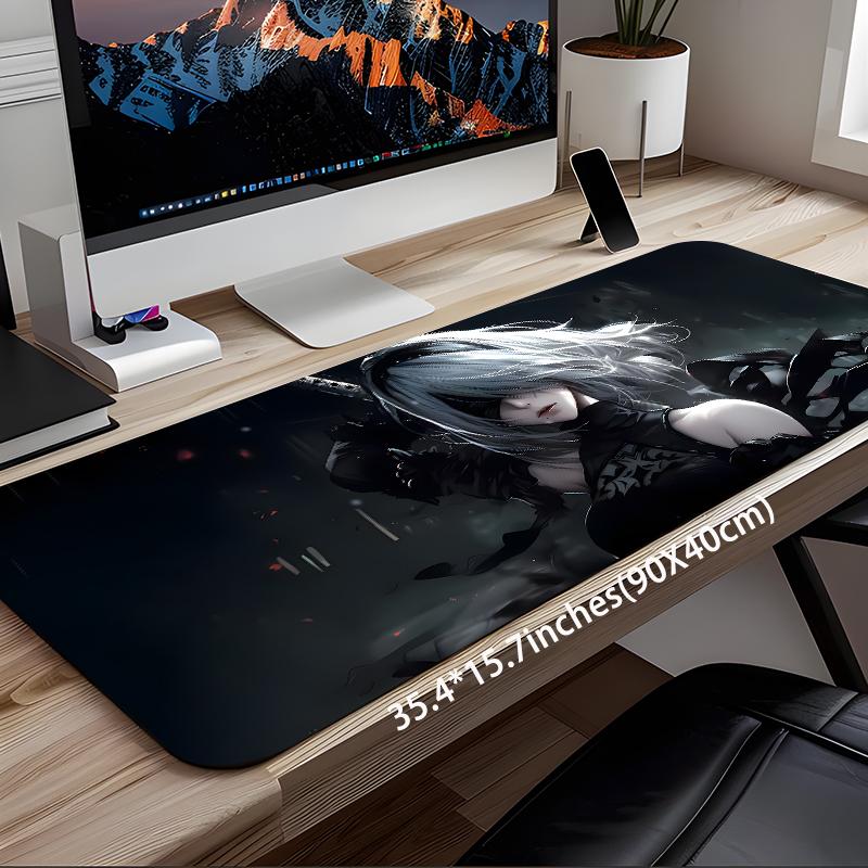 Cool Anime Girl Pattern Mouse Pad, Rectangle Gaming Mouse Pad, Non-slip Mousepad, Office Desk Keyboard Mouse Mat for Home Office Game Room Desk
