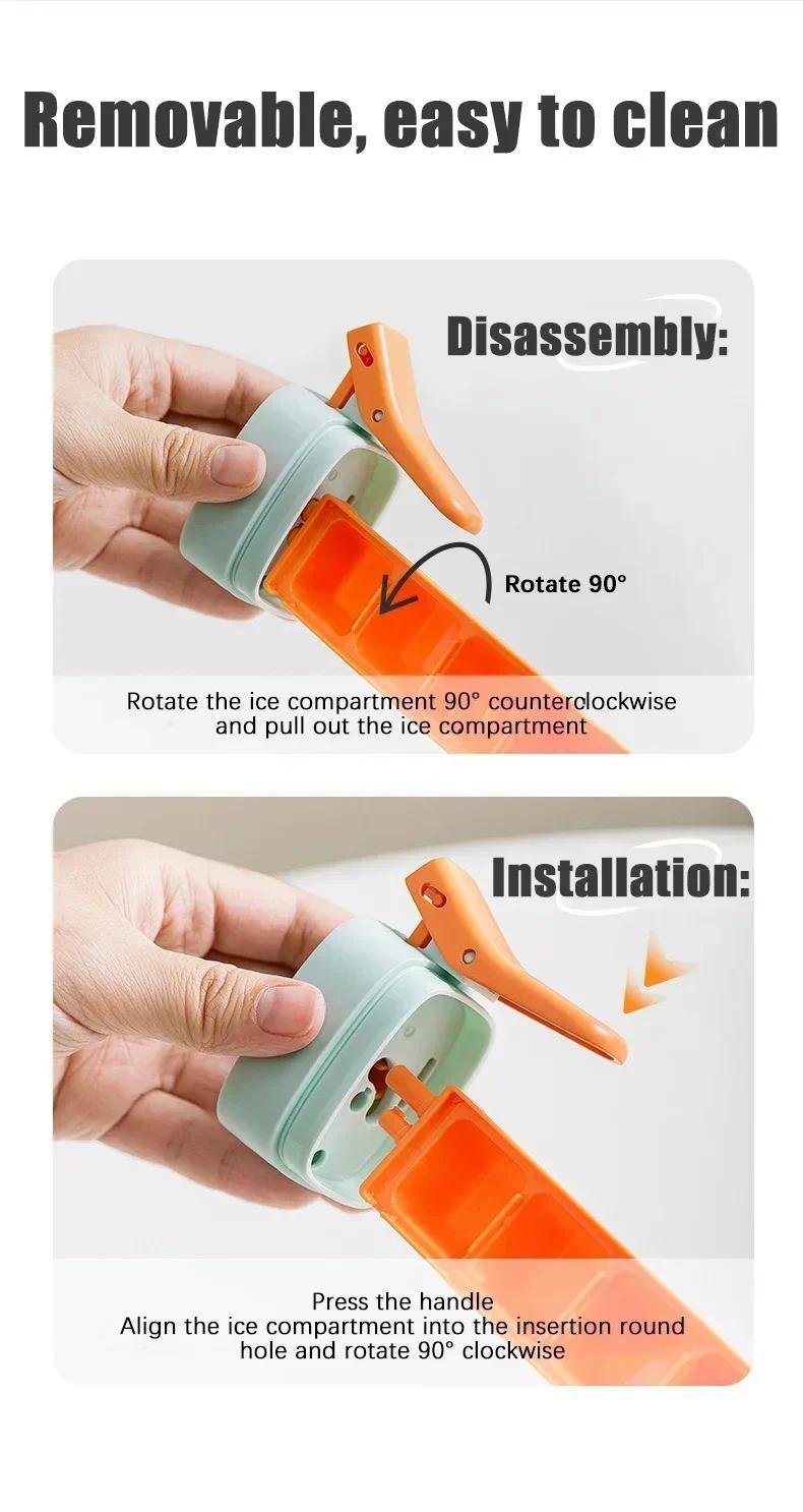 6 Grid Square Ice Cube Tray One Hand Press Silicone Ice Maker Mold Easy Release for Drinks Cocktails Home Kitchen