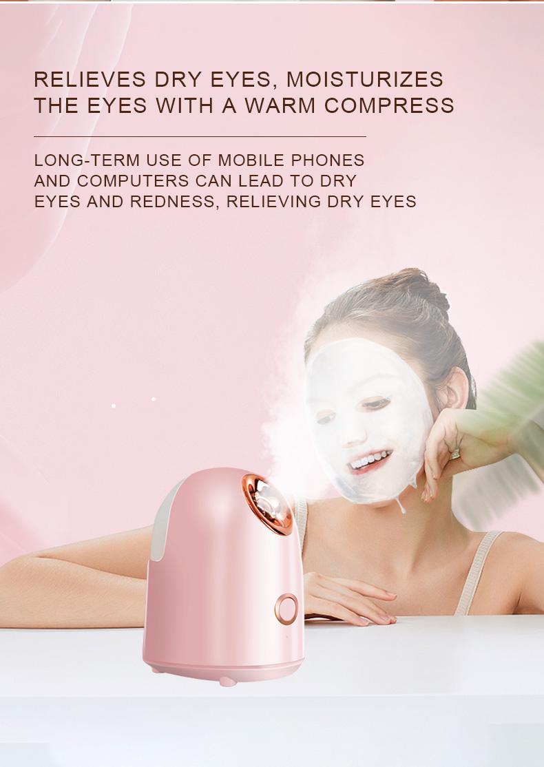 New Facial Steamer,  Home Sauna Spa Sprayer Moisturizing Cleansing Pores, Nano Ionic Hot Mist Facial Humidifier Atomizer,(Pink-Gold)