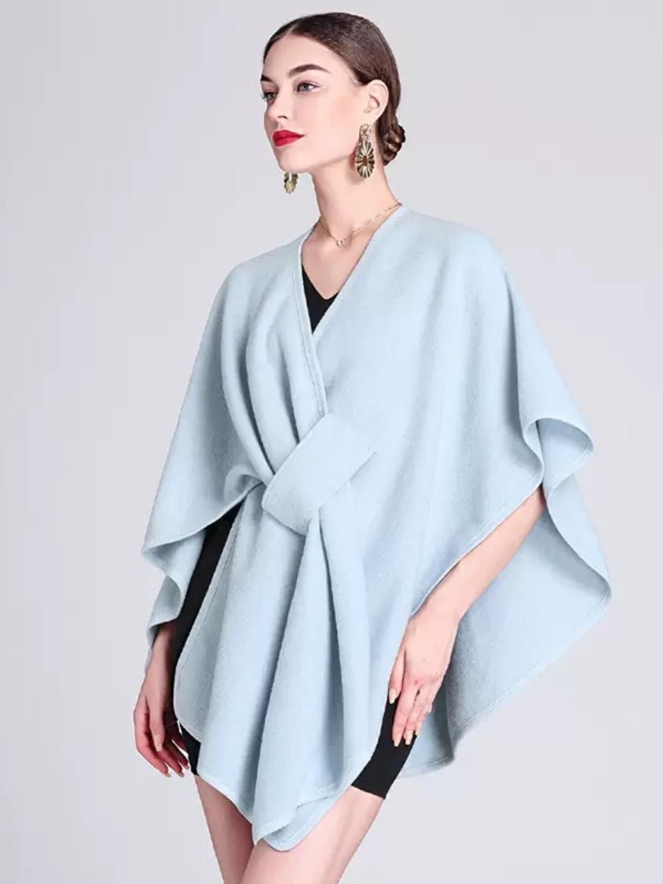 Women's Keyhole Detail Cape Shawl, Casual Elegant Wrap Shawl for Daily Wear, Fashion Accessories for Women & Girls, Trendy Solid Shawl