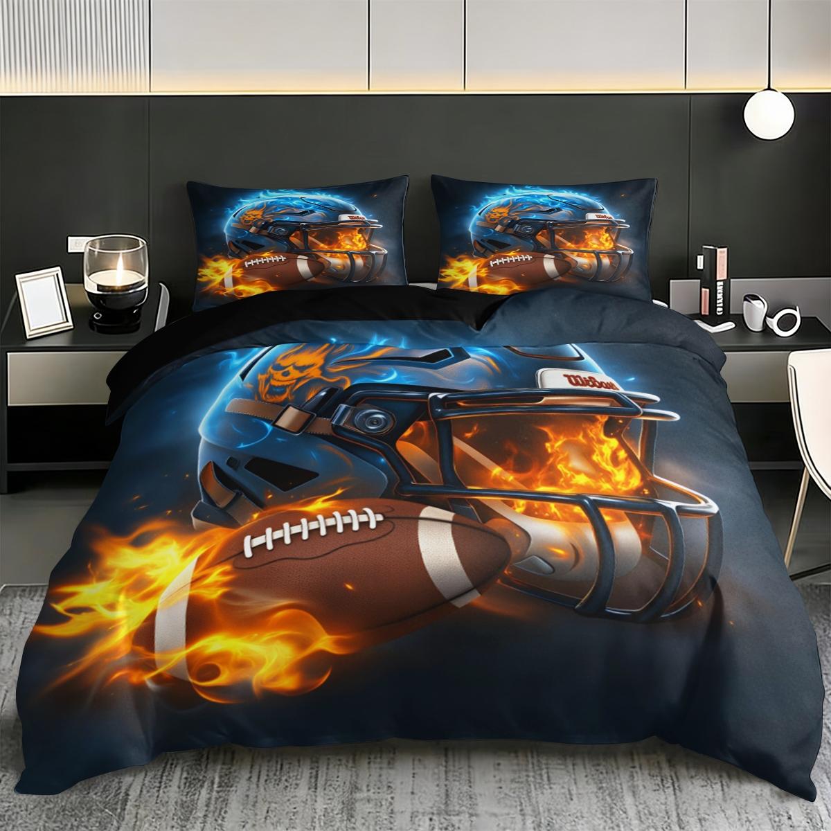 3-piece rugby patterned printed Decorative Duvet Cover - soft and comfortable, suitable for bedroom, guest room, and dormitory decoration bedding. 3-piece set (1 duvet cover+2 pillowcases without core)