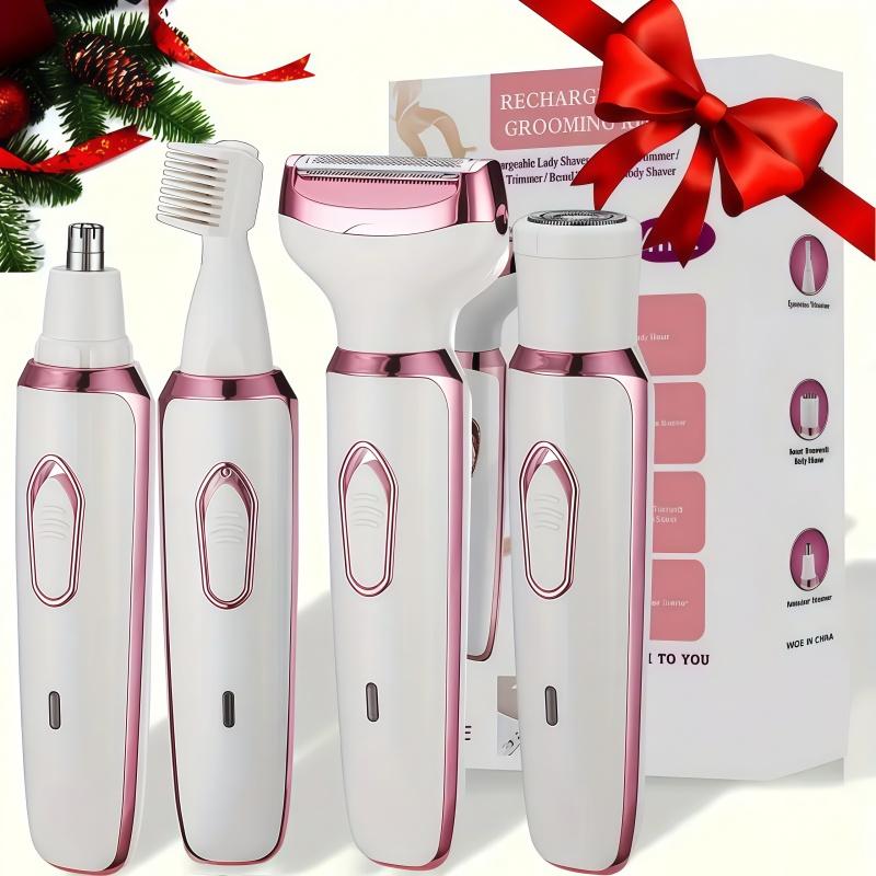 4-in-1 leg electric shaver, women's rechargeable electric hair removal device, multifunctional beauty set, foot exfoliator, body hair removal device, shaver and massager, bikini trimmer, men's and women's armpit hair shaver