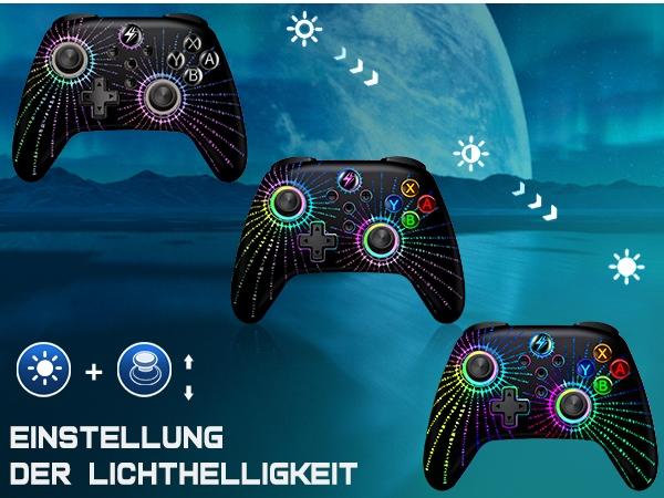 Wireless Switch Controller for Switch/Lite/OLED, LED PC Game Joystick - Wireless iOS/Android Remote, RGB Gamepad & Standard Controller for Gaming Accessories