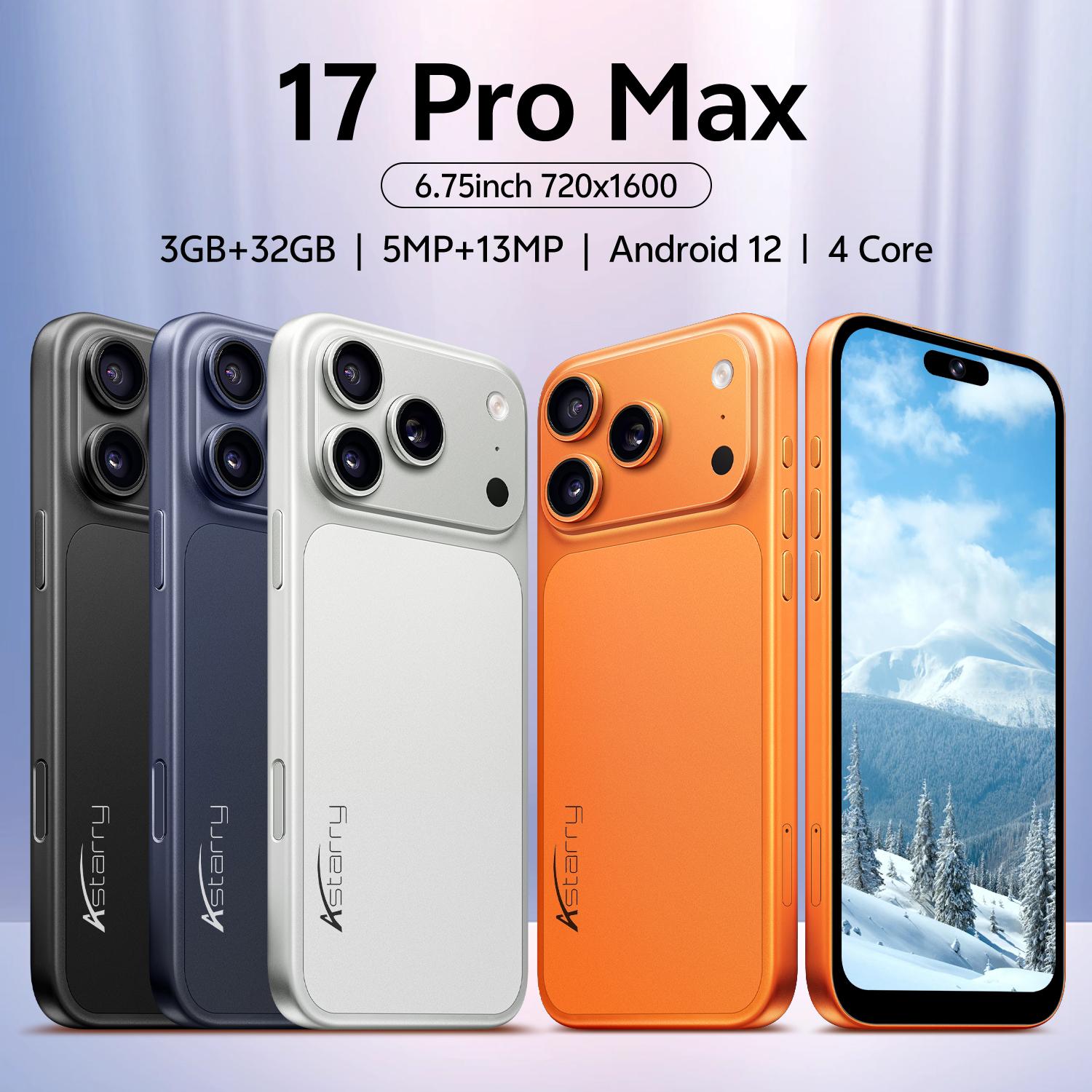 Astarry-17 Pro Max Smartphone, Android Mobile Phones, 6.75-Inch Screen, 3GB RAM + 32GB ROM, Android 12, 4100mAh Battery, 5MP Front Camera, 13MP Rear Camera