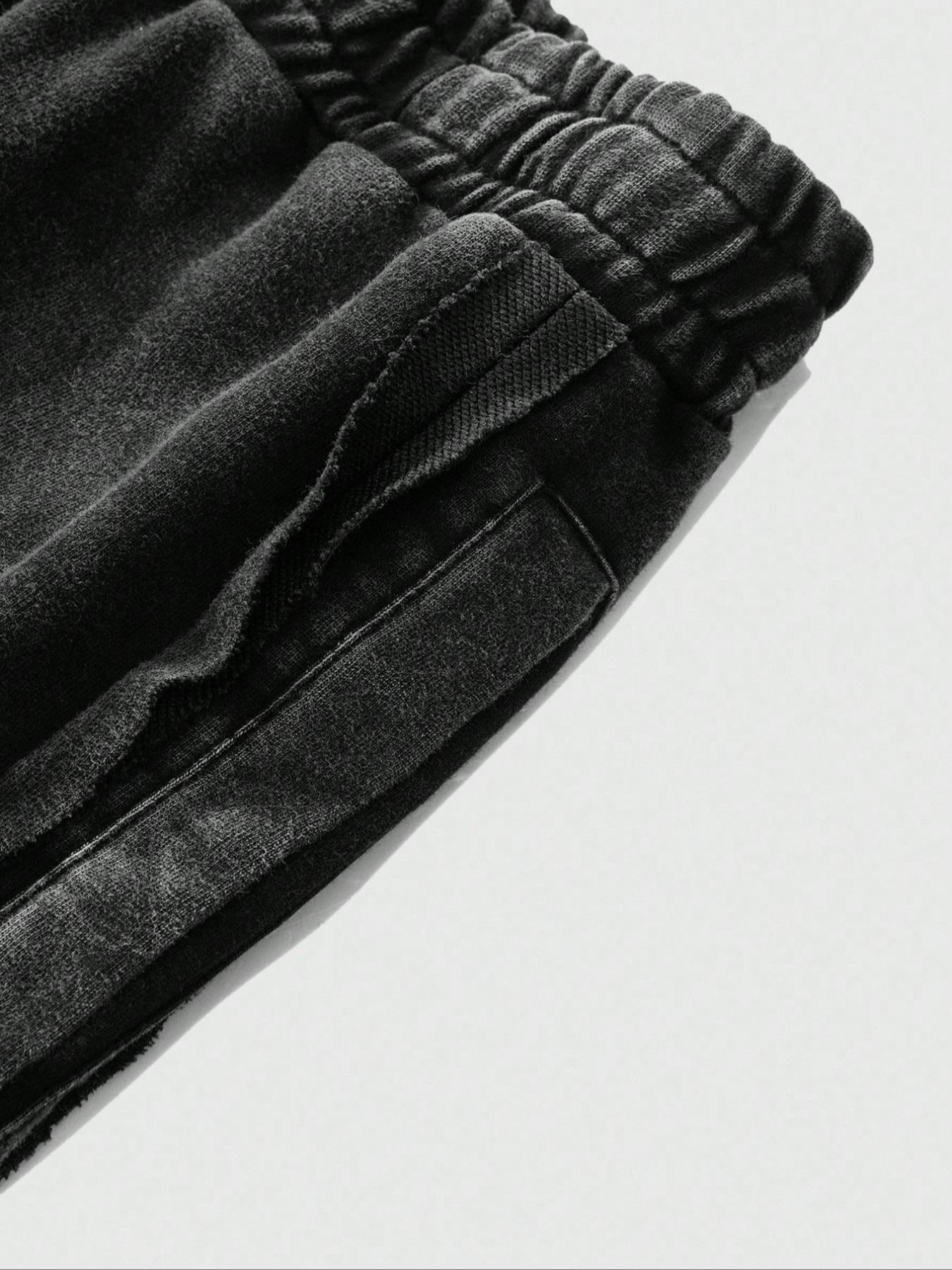 Men's Washed Cotton Sweatpants, Side Hem Stitching Long Pants, Jesus Print, Multiple Colors Available, Casual Fitted H-Type