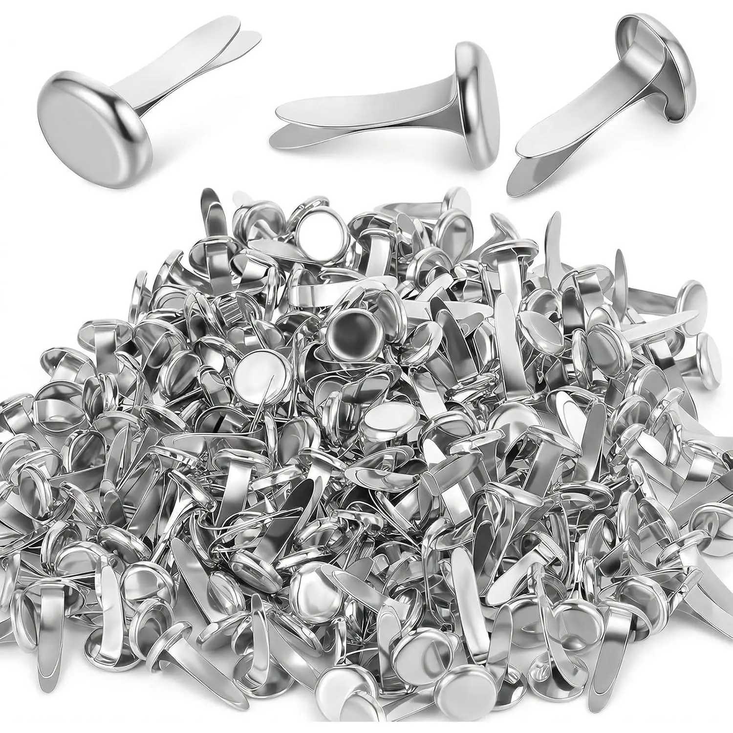 200PCS Silver Metal Brads Paper Fasteners, Split Pins for Paper Crafts Handmade Cards Scrapbooking DIY Supplies, 0.3 X 0.6 Inch