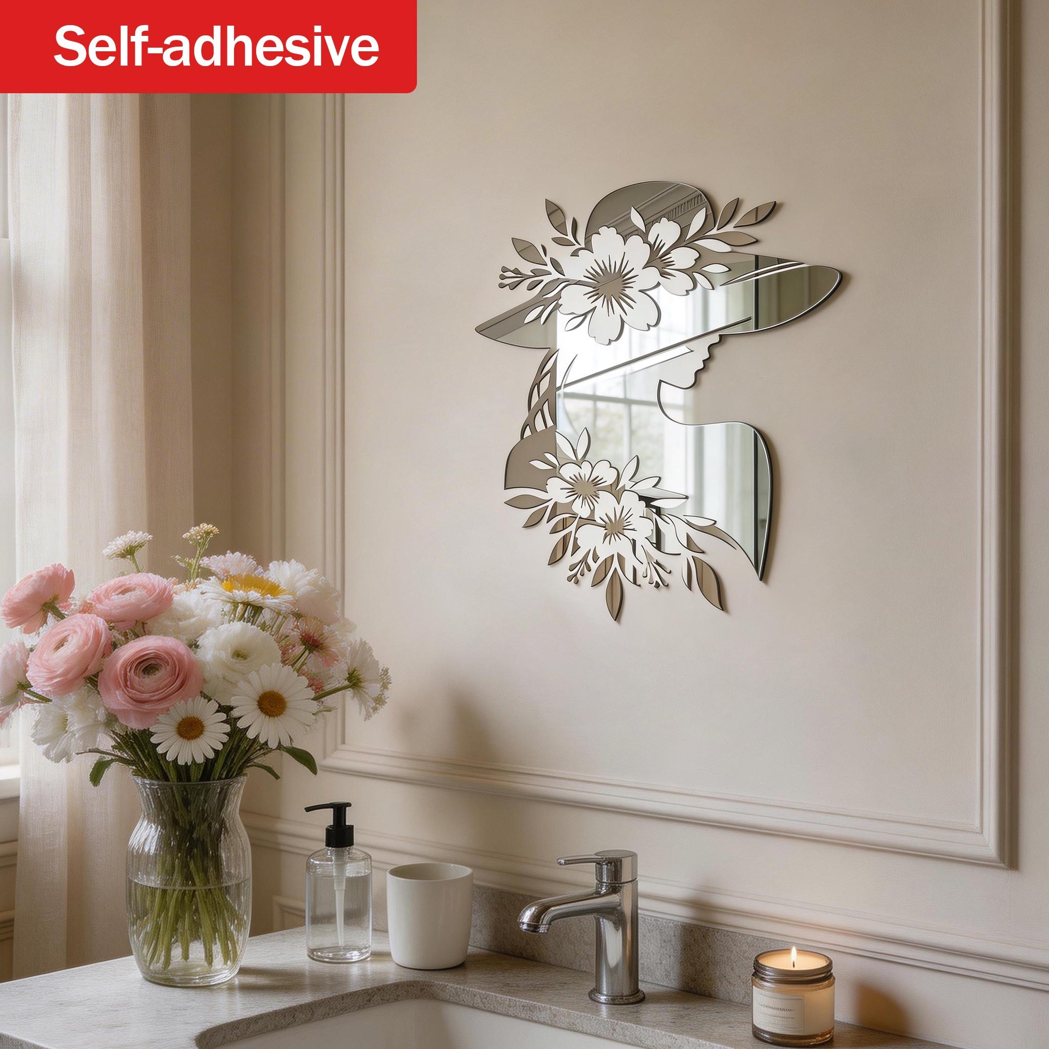 Artistic Self-Adhesive Wall Mirror, Goddess Silhouette Design, French Luxury Style Decorative Hanging Piece, Home Decoration Gift