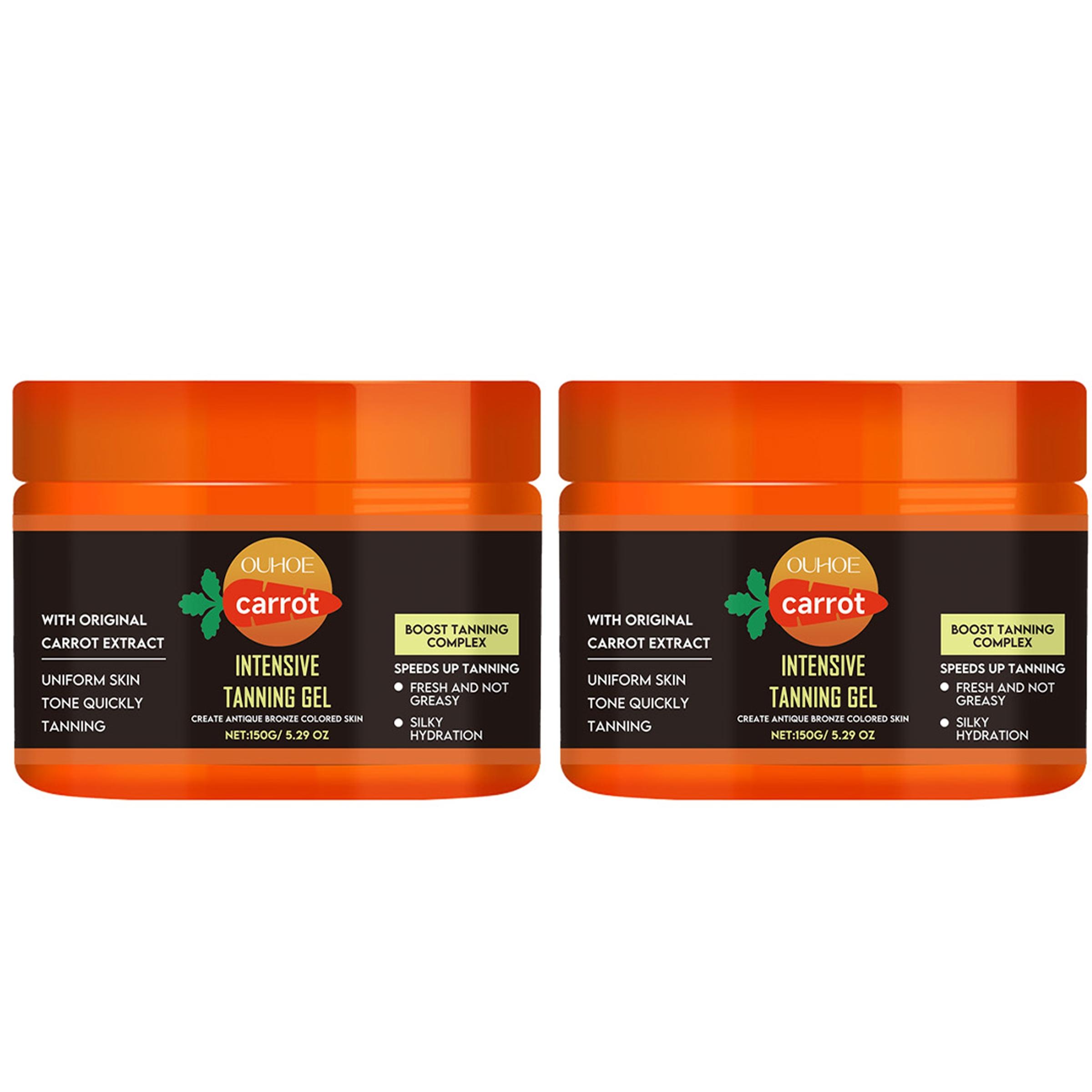 2-Pack Carrot Bronzing Gel (150g*2), Hydrating Lightweight Absorbent, Nourishing Skin Care, Bronze Color Bronzer & Tanning Gel
