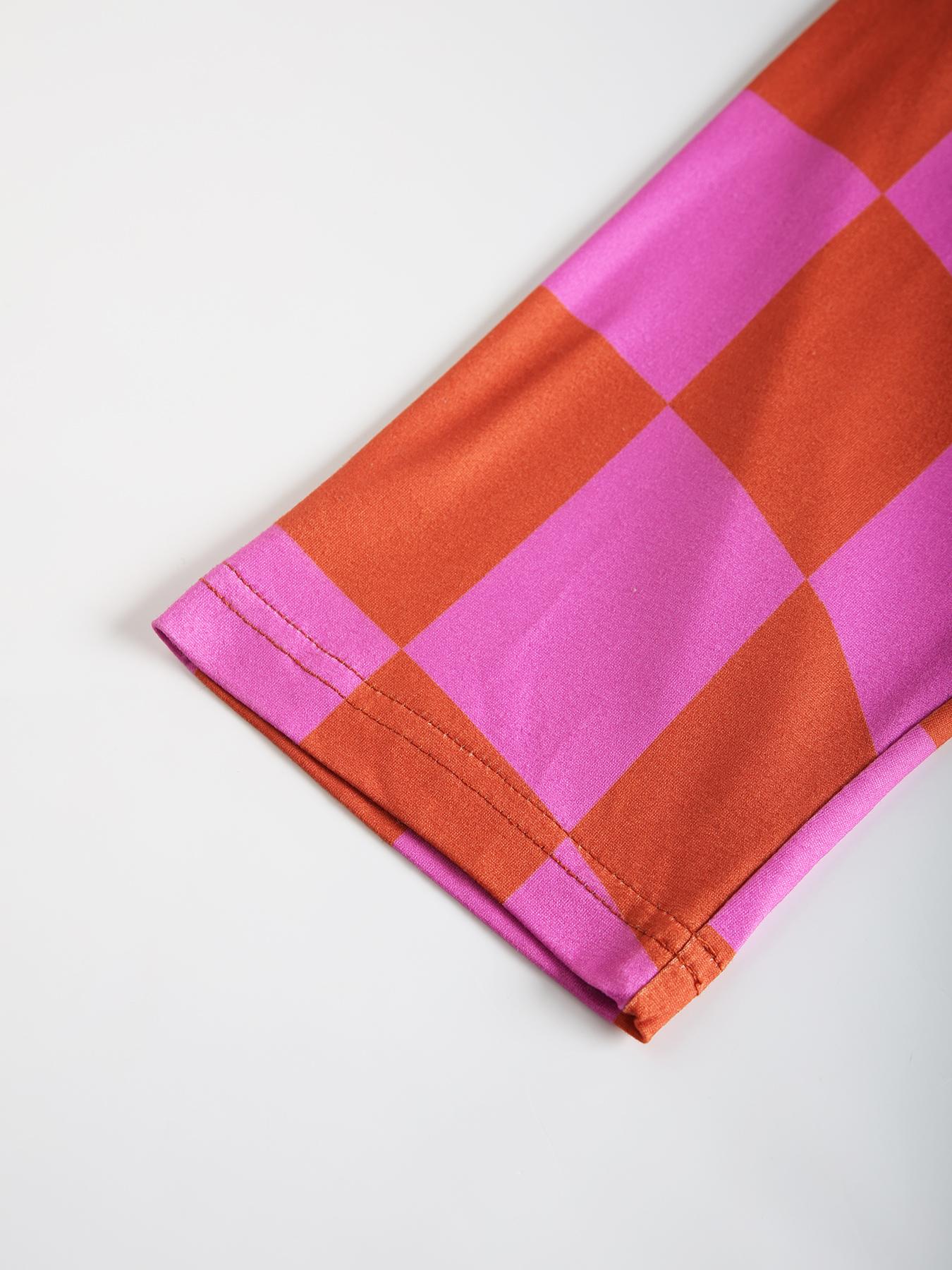 Women's Plaid Print Lapel Collar Button Front Shirt & Elastic Waist Pants Loungewear Set, Comfort Long Sleeve Top & Trousers PJ Set, Women's Sleepwear For Spring & Fall