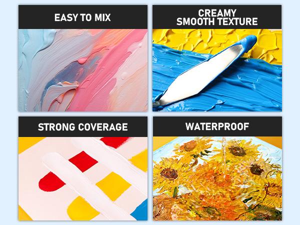 Nicpro 24 Colors Large Bulk Acrylic Paint Set (8.45 oz,250 ml) Non Toxic Artist Painting Supplies for Multi Surface Canvas, Wood, Fabric Leather, Rock, Glass, Paper, Crafts, Hobby with Color Wheel