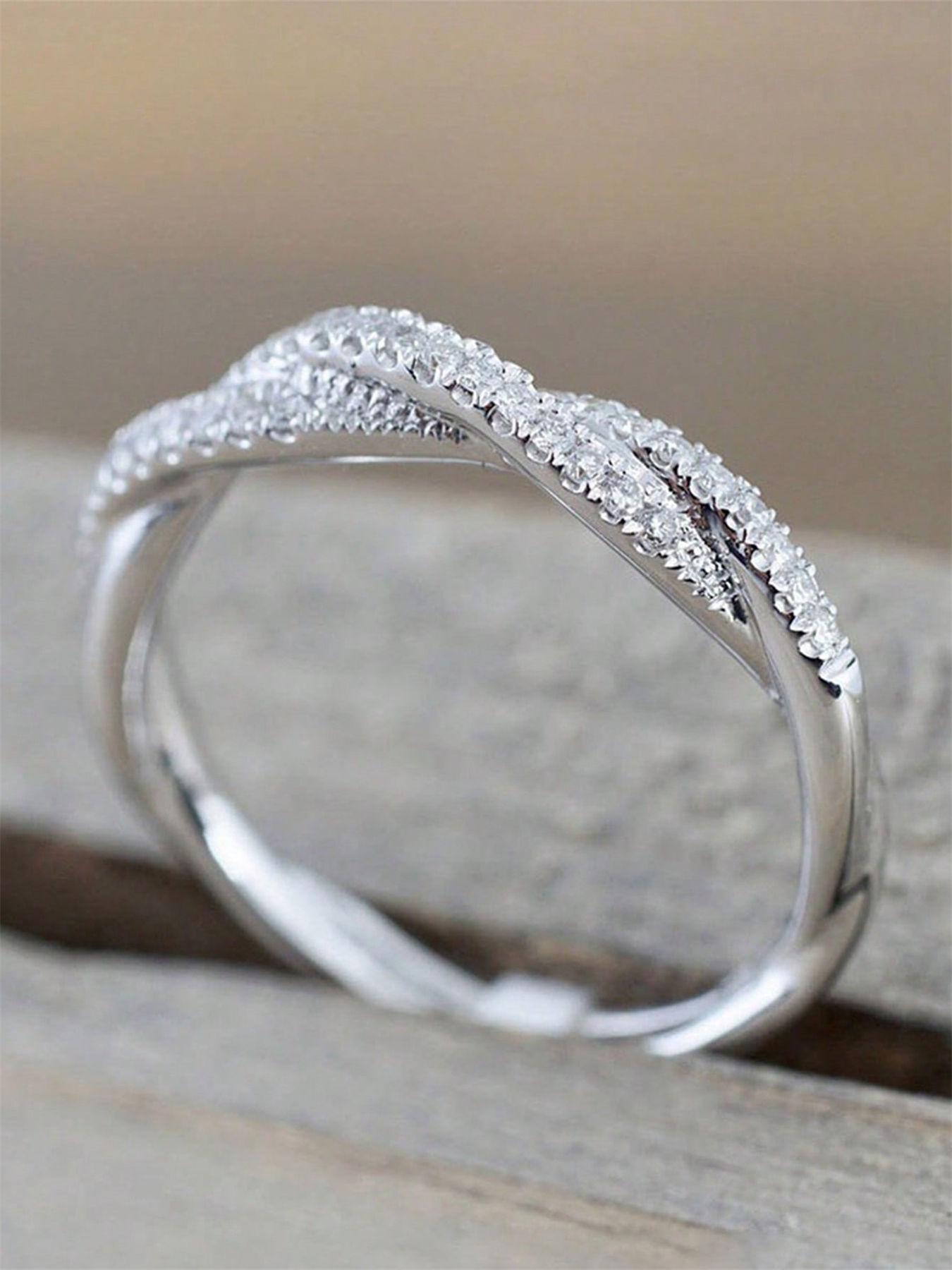 1 PC Fashion Cubic Zirconia Ring For Women For Wedding Engagement Party Jewelry Valentine's Day Gift