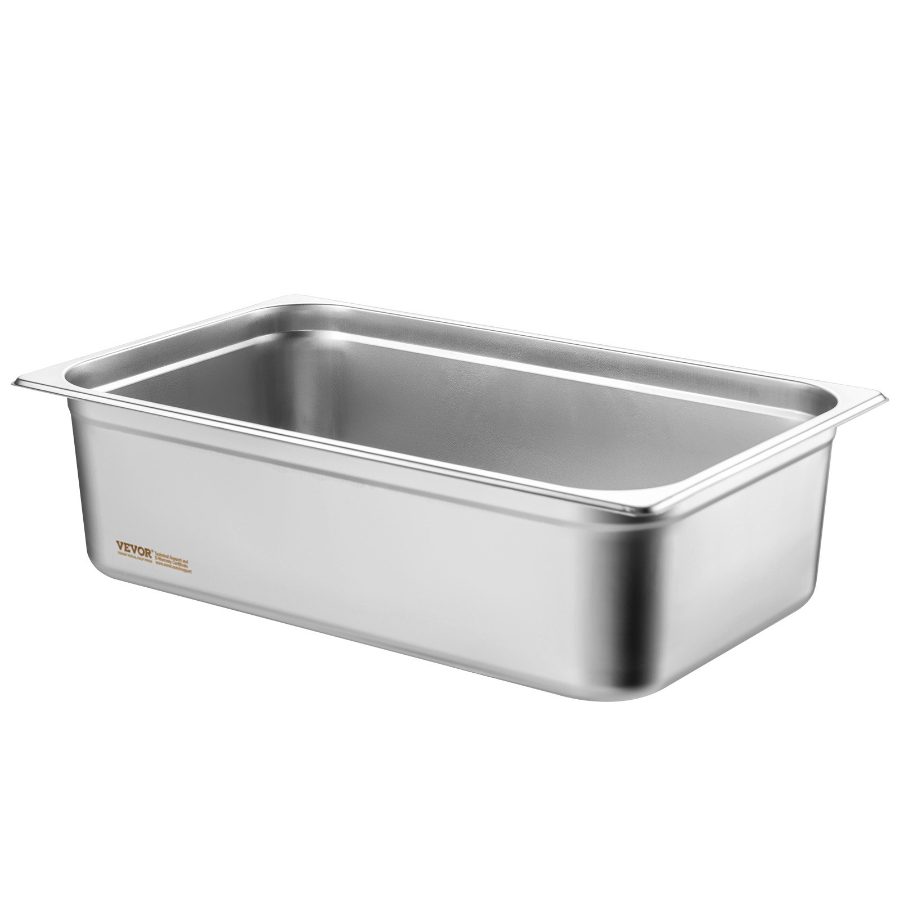 fathersdaygift VEVOR 6 Pack Hotel Pans, Full Size Anti-Jam Steam Pan, 0.8mm Thick Stainless Steel Restaurant Steam Table Pan, 6-Inch Deep Commercial Table Pan, Catering Storage Food Pan, for Industrial Scientific