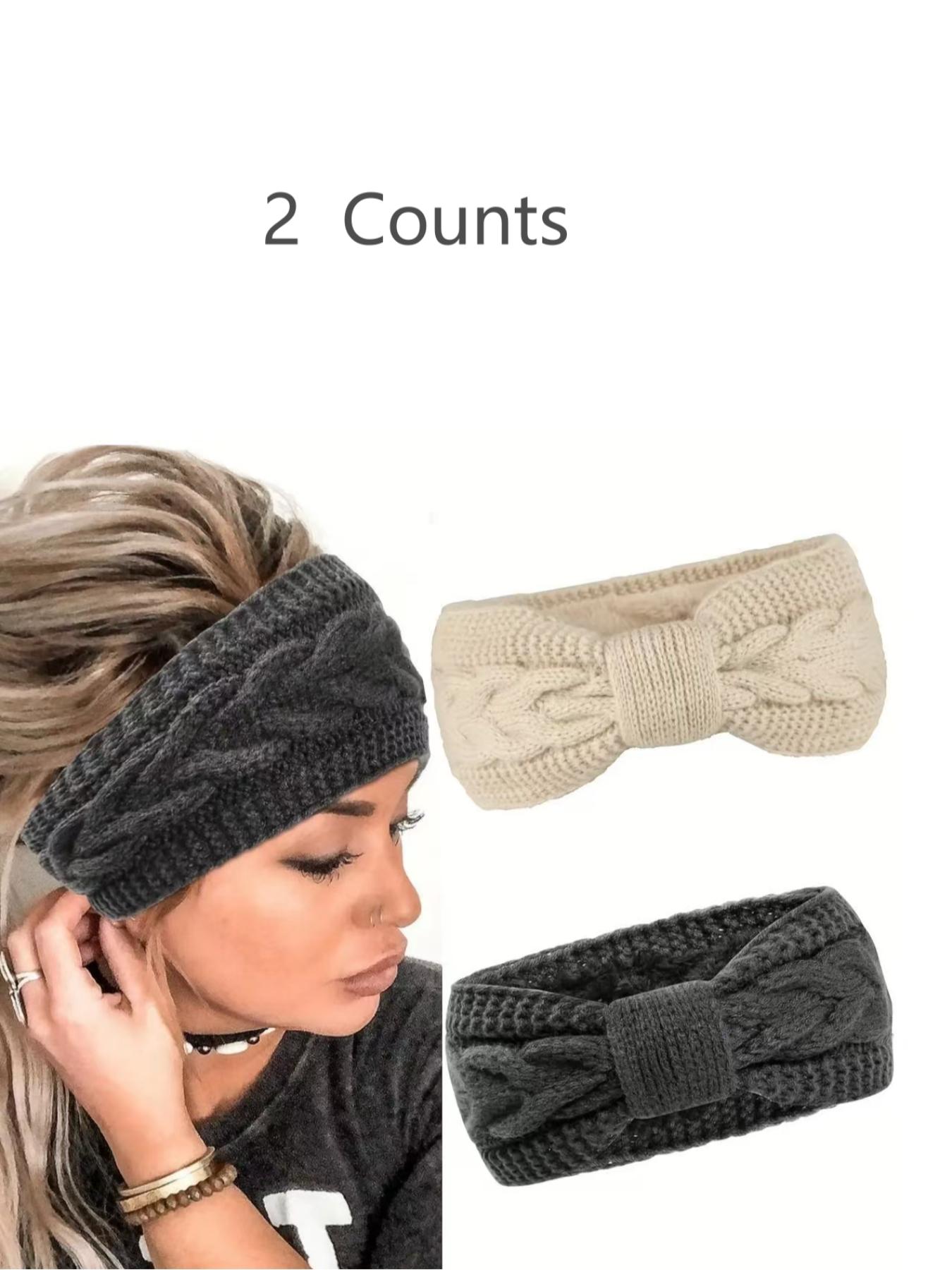 Women's Winter Plush Ear Warmer Headband Set, Soft Elastic Polyester Fiber, Commuting Outdoor Sports Skiing, Comfortable Warmth Protection