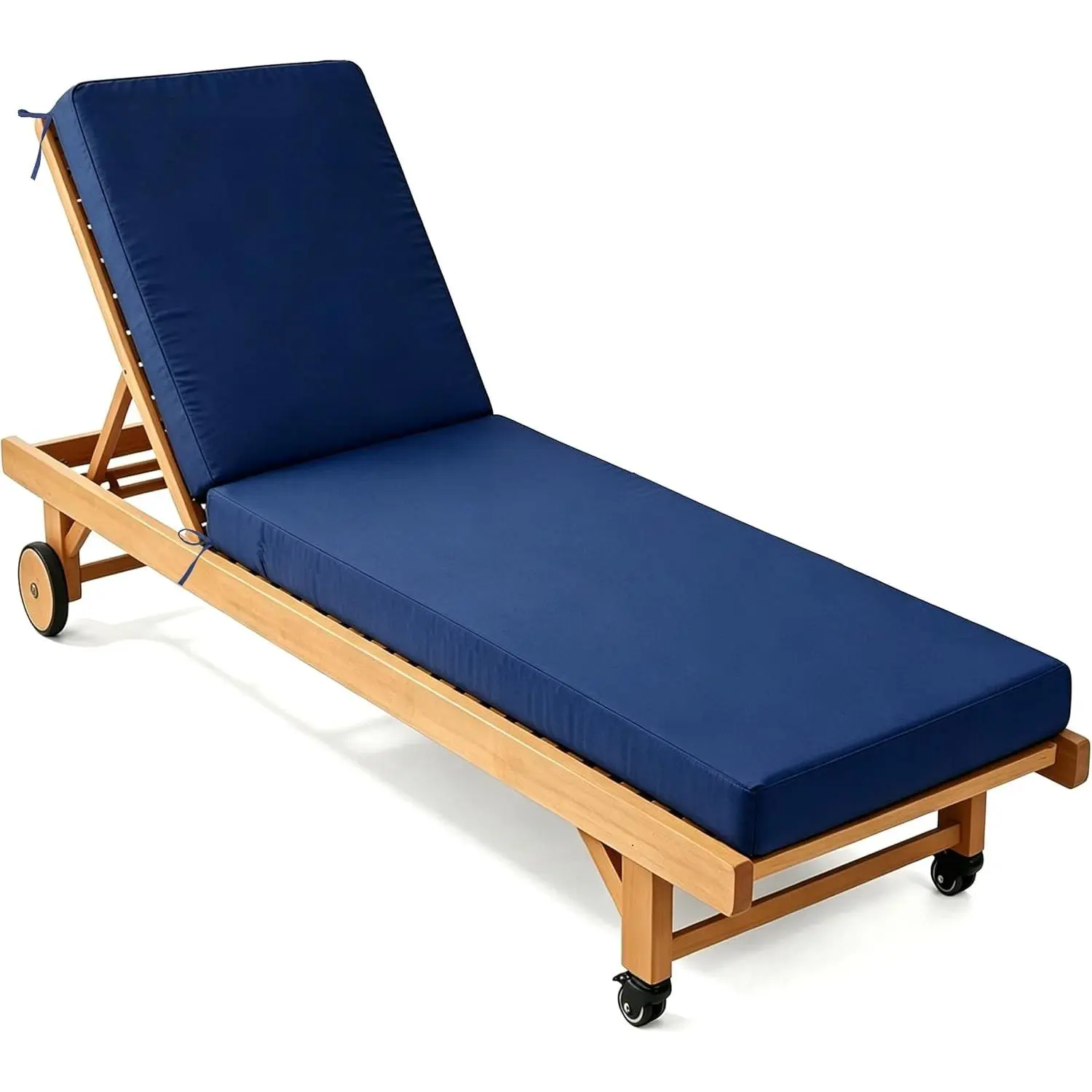 Chaise Lounge Cushions Outdoor 72x21x3.5 Inch, Waterproof and Fade Resistant Chair Cushions for Outdoor Furniture Replacement, Thickened Patio Pool Lounger Pads with 4 Ties for Pool Lawn, Navy Blue