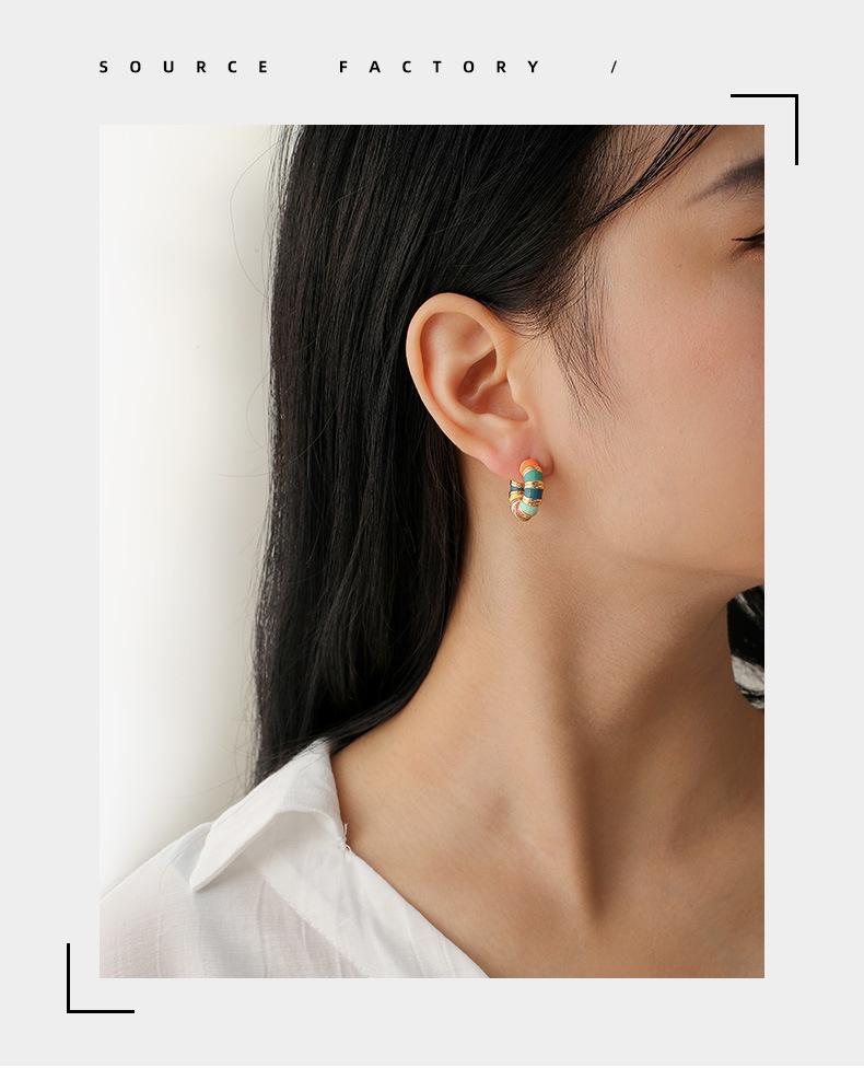 Trendy European American Ins Style Vintage Colorful Drip Earrings Unique Design Fashionable Personality Macaron Ear Jewelry