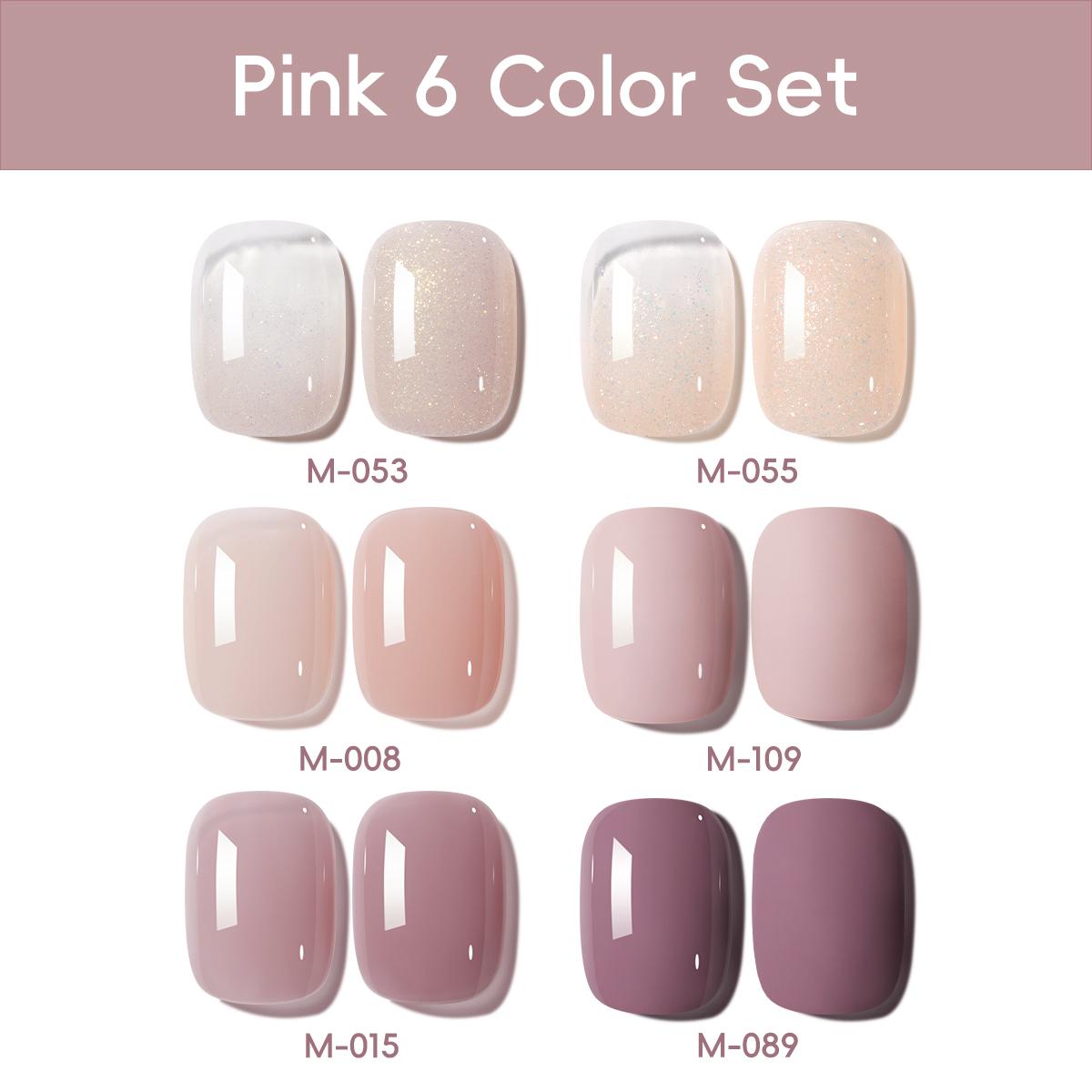 6PCS*15ML Pink 6-Color Set - New Popular Nail Gel in Pink Series, a Set of 6 Nail Polish Gels with LED Ultraviolet Gel, High Saturation, Long-Lasting And Strong Without Damaging Nails, Essential Salon Gel for Home Manicure