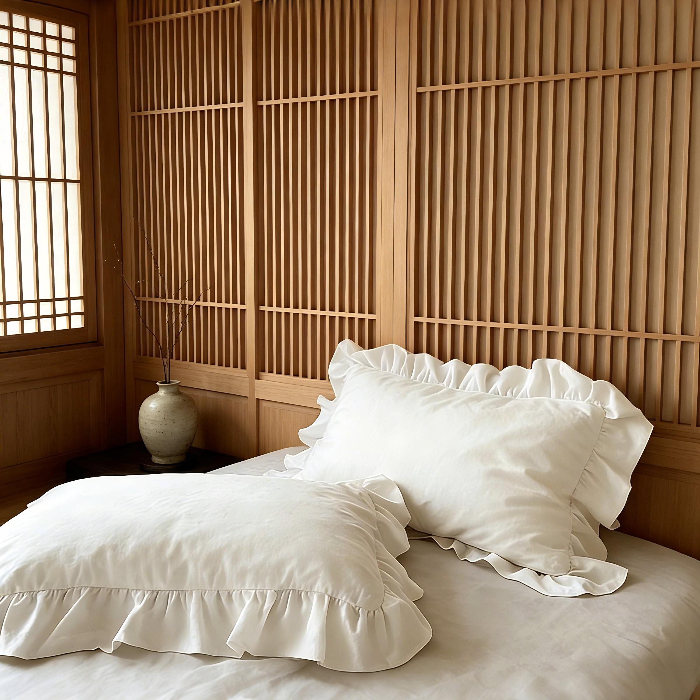 2 Pcs Ruffle Pillowcases, No Filler, Soft Microfiber Pillow Cases with Frilly Trim, Shabby Chic Decorative Pillow Covers for Bedroom,Year-Round Use,Cool Bed Accessories,Home Bedroom-Ideal Gift