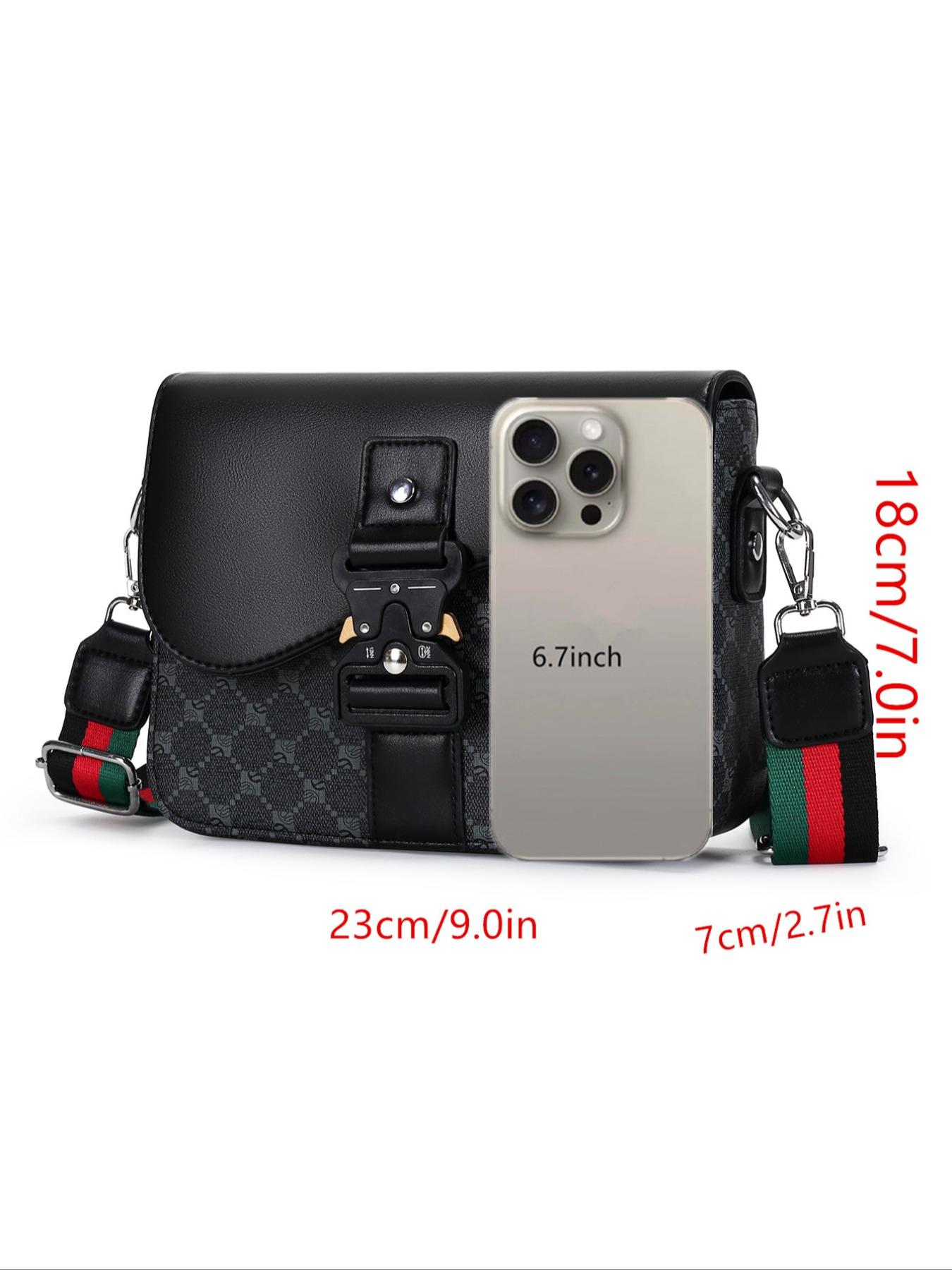 Men's Geometric Pattern Flap Closure Fashion Crossbody Bag, Casual Shoulder Bag, Multifunctional PU Leather Travel Bag, Casual Daily Use, Work School Accessory, Multifunctional Portable Bag, High Quality Bag
