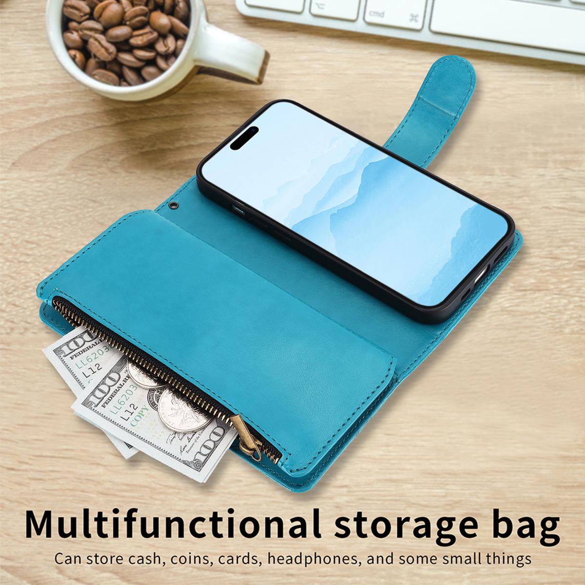 For Samsung Galaxy S25 Ultra S24 Plus S23 FE S22 S21 Lanyard Cute Floral Embossed Butterfly Wallet Phone Case with 6 Card Slots Zipper Pocket Wrist Strap Women Soft PU Leather Protective Flip Fold Stand Cover Magnetic Closure For Mom