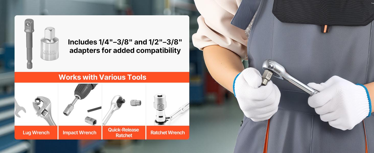 VEVOR Bolt Extractor Kit, 16 Pieces Impact Bolt Nut Remover Set with Adapters and Pin Punch, Solid Storage Case, Cr-Mo Steel for Removing Damaged, Rusted, Stripped, Rounded Bolts, Nuts and Screws