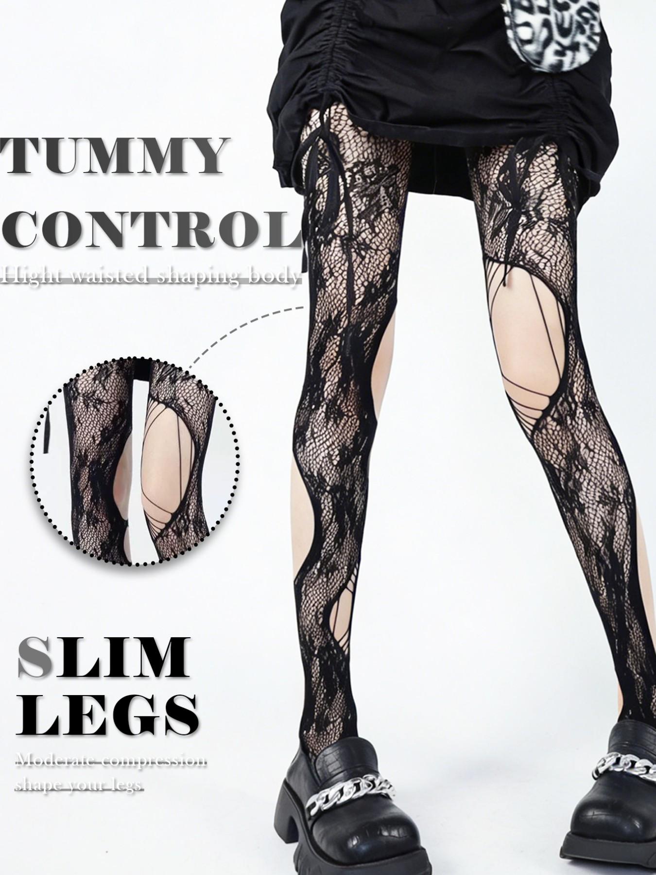 Tie-Back Hollow Out Lace Fishnet Pantyhose, High-Waisted Slimming Sheer Stocking, Y2K Sexy Stretch Thin Stocking, All Seasons Fashion