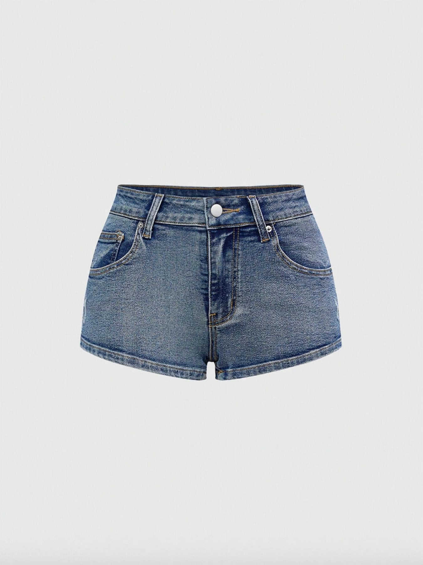 Women's Casual Chic Retro Low-Rise Super Short Butt Pocket Star Patch Low Waist Denim Shorts, Y2K Stretch Denim Shorts, Comfortable and Stylish Summer Bottoms, Perfect for Daily Wear and Leisure Activities