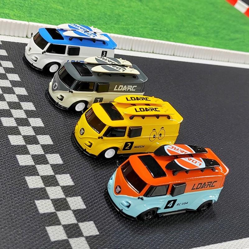 LDARC V64 Desktop Micro RC Car Classic Retro Mini Van 1:64 Scale Full Proportional Control Indoor Racing Toy for Hobbyists