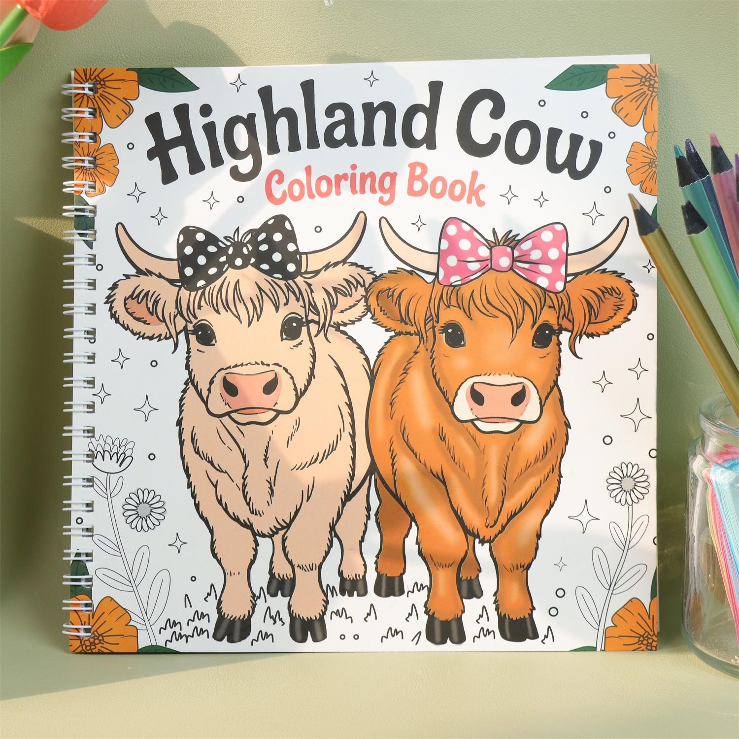 Luxury Scottish Highland Cow Design Spiral Notebook, 24 Pages, Festive Decor, Creative Expression, Christmas Gift, Durable Binding