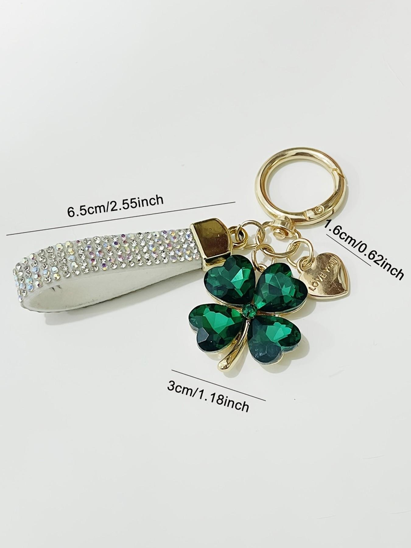 Heart-Shaped Love You Keychain, Four-Leaf Clover Lanyard, Lucky Flower Car Bag Pendant, Perfect Gift for Graduation, Valentine's Day, Mother's Day, Birthday